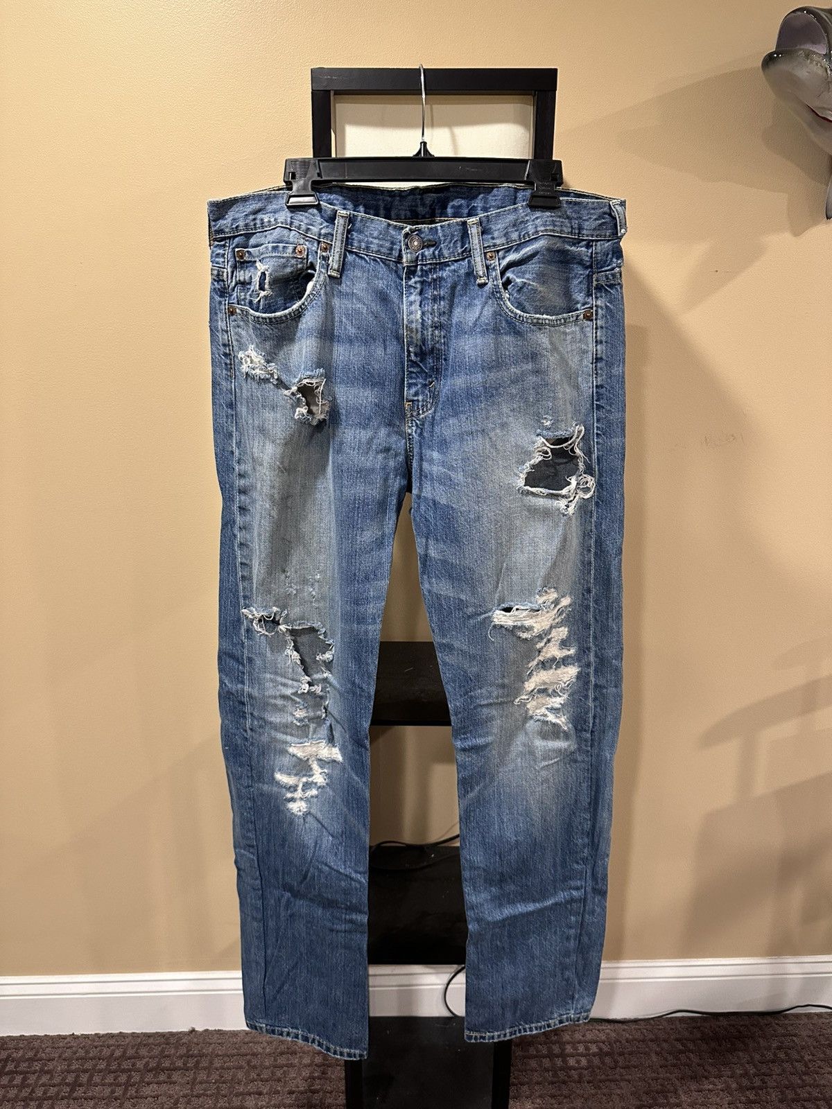 Levi's Vintage Clothing Levi’s Vintage 569 Blue Denim Thrashed Distressed Pants Size US 34 / EU 50 - 6 Thumbnail