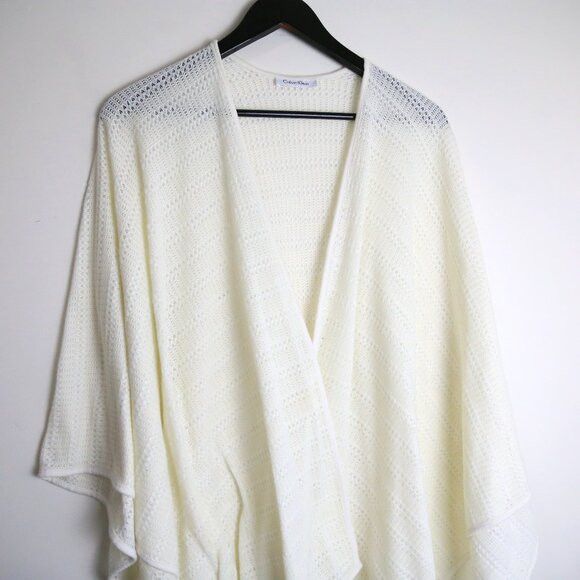 Calvin Klein Calvin Klein Pointelle Knit Ruana Overlay Beach Wrap Size ONE SIZE - 2 Thumbnail