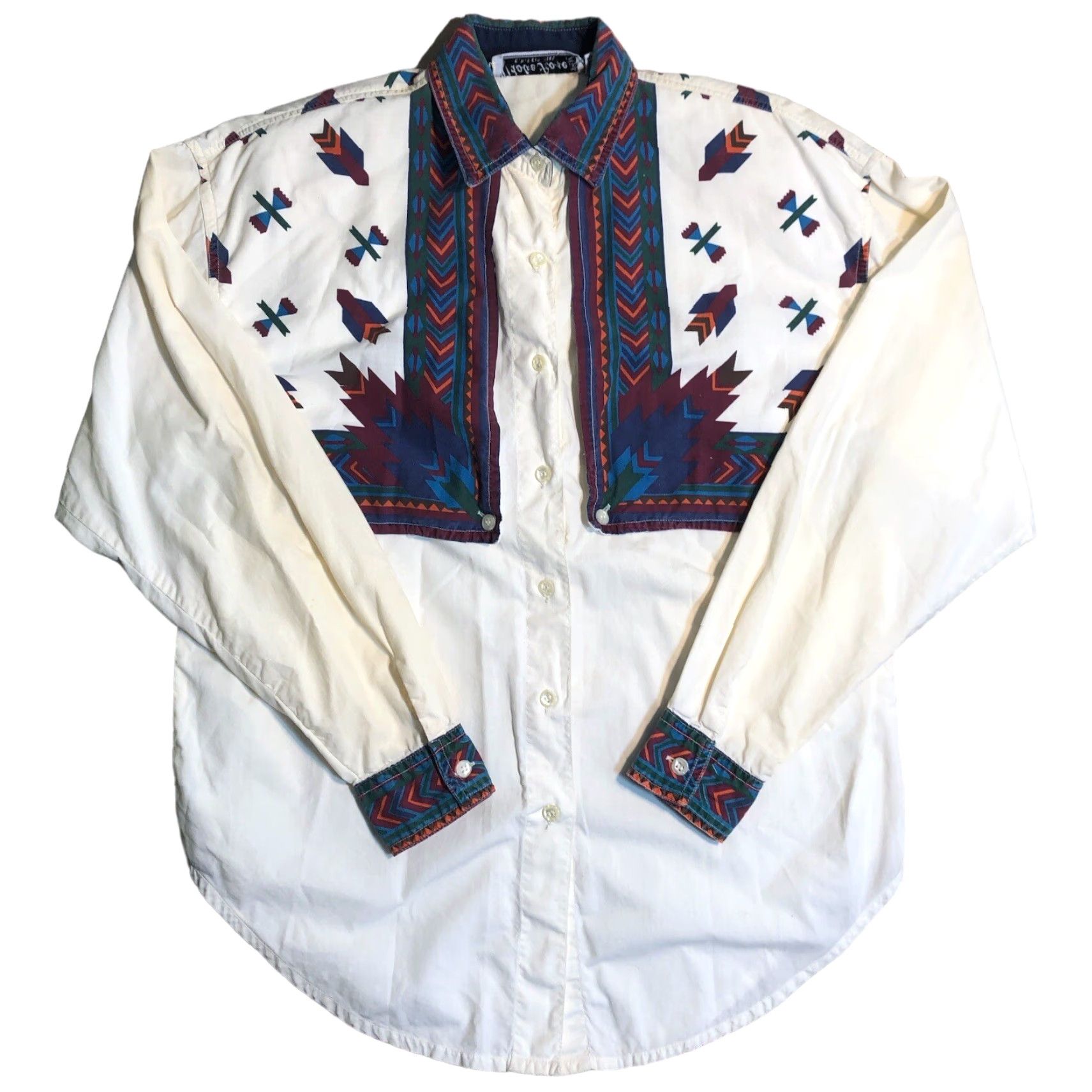Vintage VINTAGE Adobe Rose Western Shirt Women’s S White Aztec Pattern Yellowing Size S / US 4 / IT 40 - 2 Thumbnail