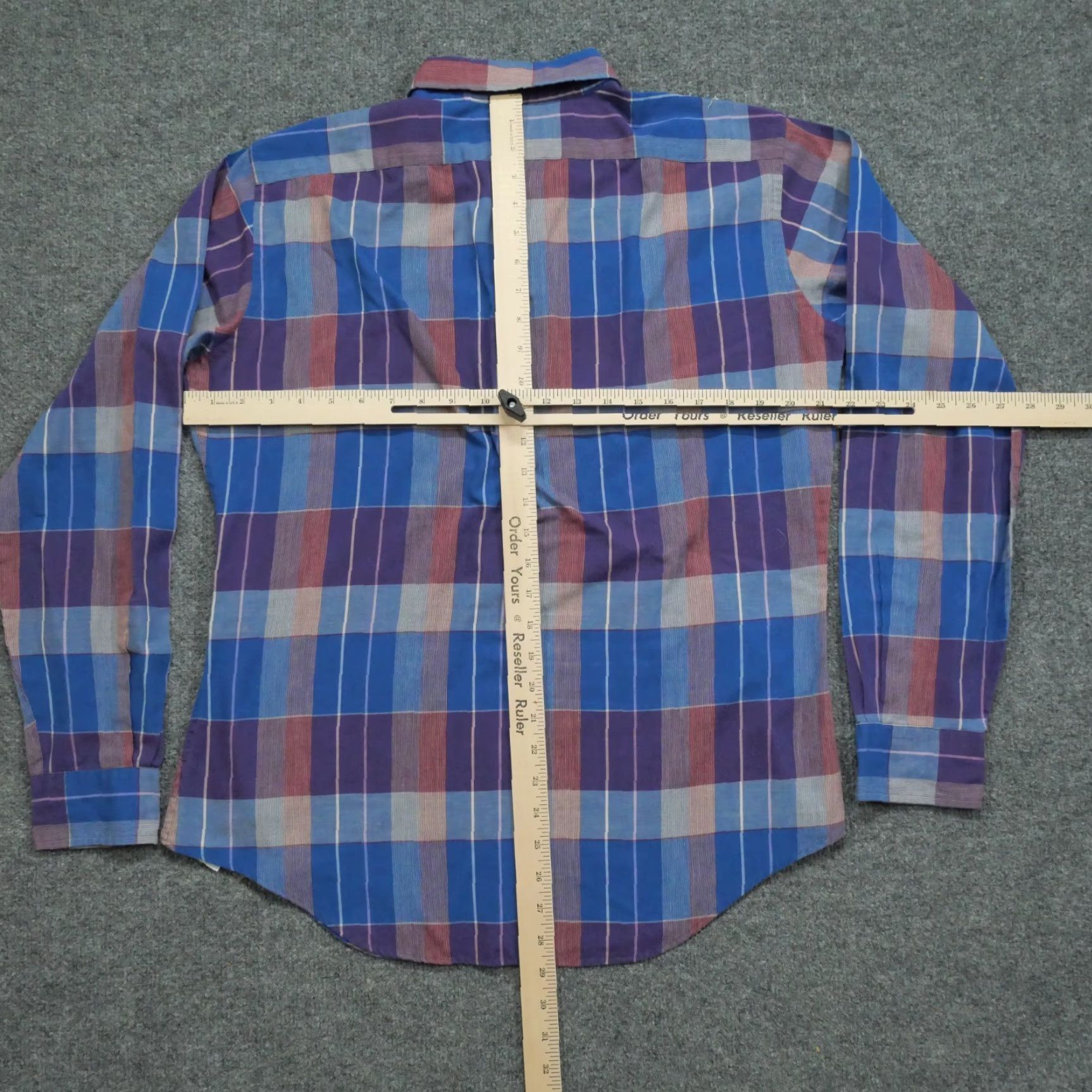 Arrow VINTAGE Arrow Shirt Mens Large Blue Purple Plaid Button-Down Long Sleeve Size US L / EU 52-54 / 3 - 6 Thumbnail