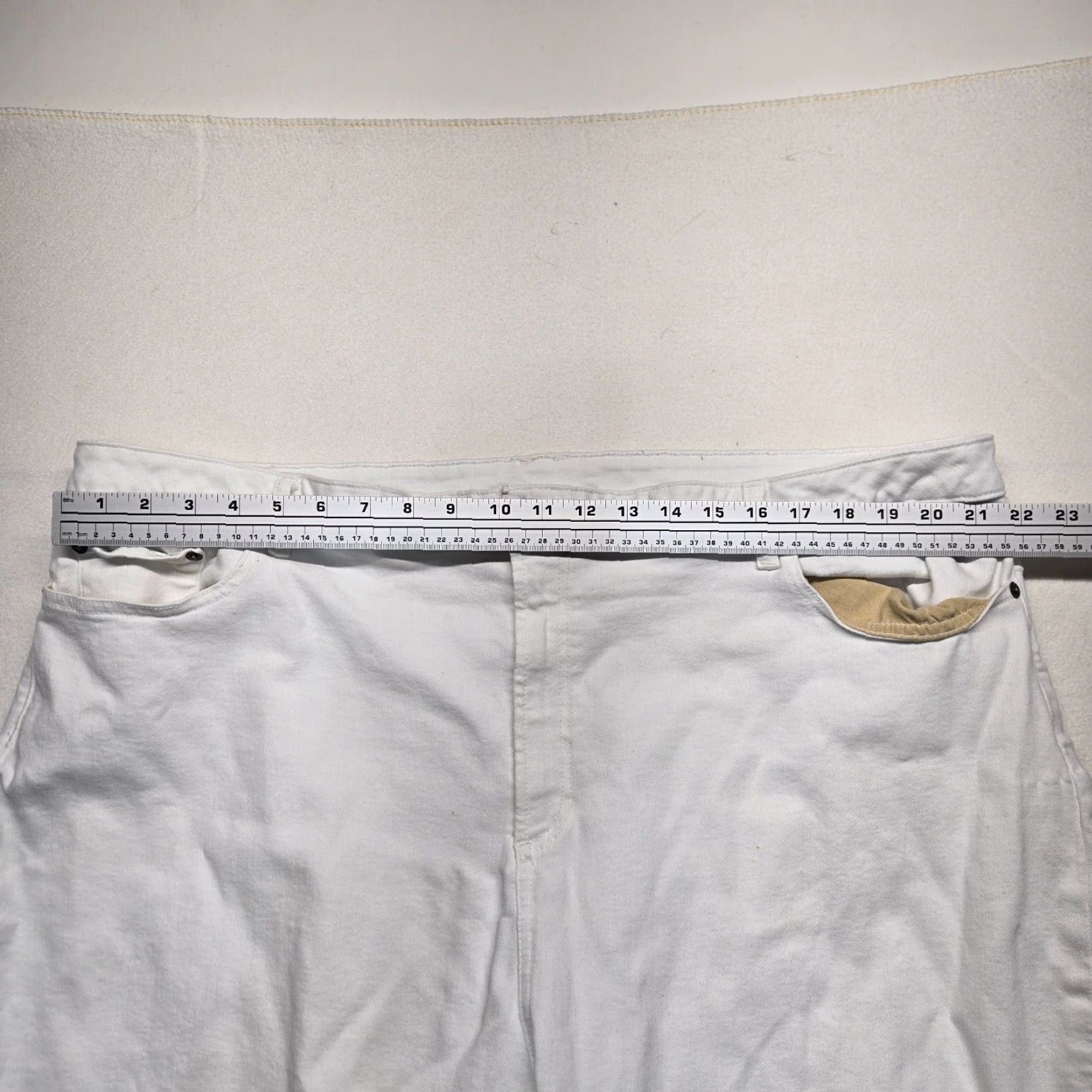 Vintage LL Bean Pants Solid White Straight Leg 100% Cotton Regular Casual Women's 24W Size 42" / US 20 - 4 Thumbnail