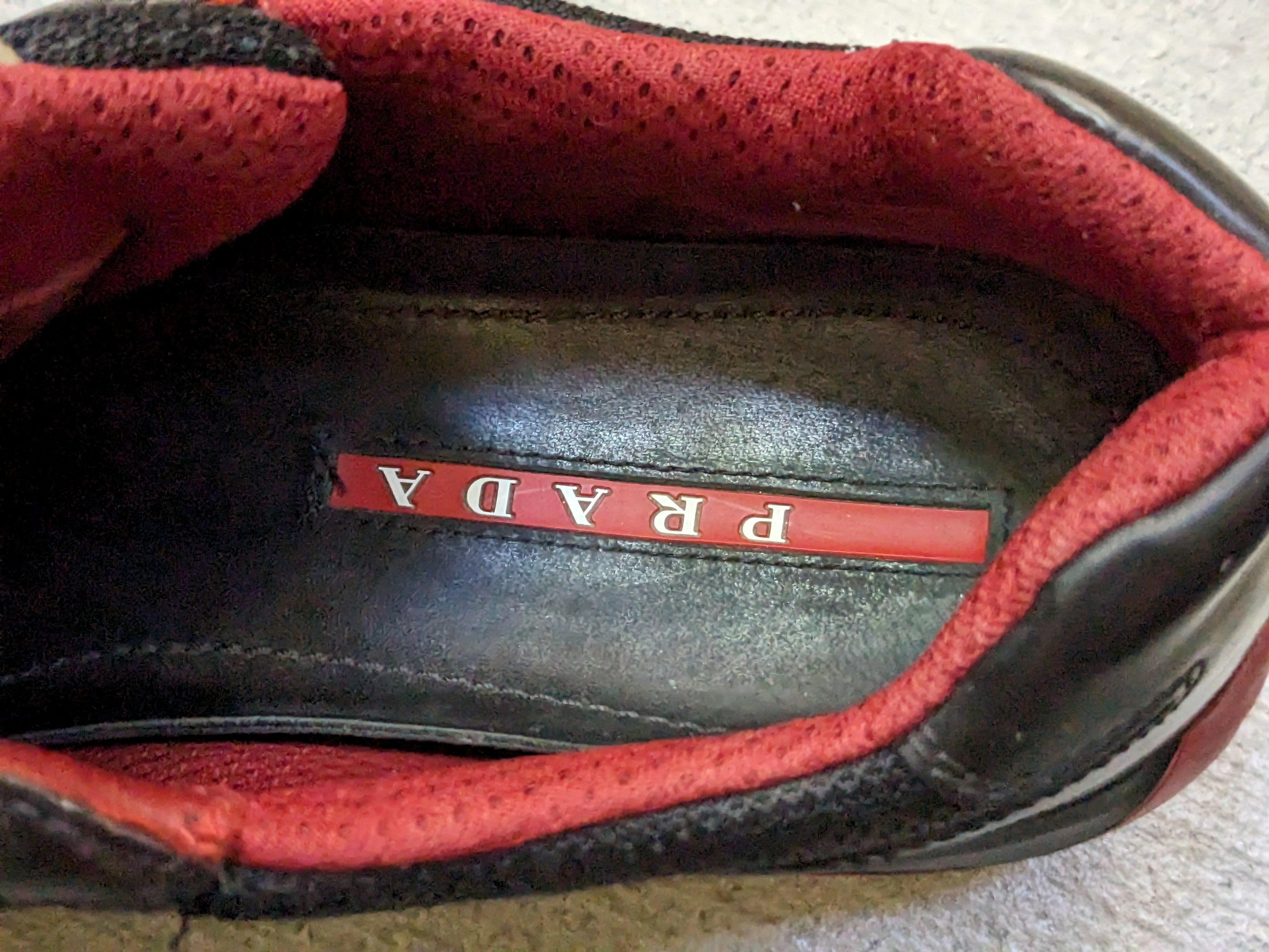 Prada Prada America's Cup Size 7 Black Red Leather 4E2905 Size US 7 / EU 40 - 12 Thumbnail