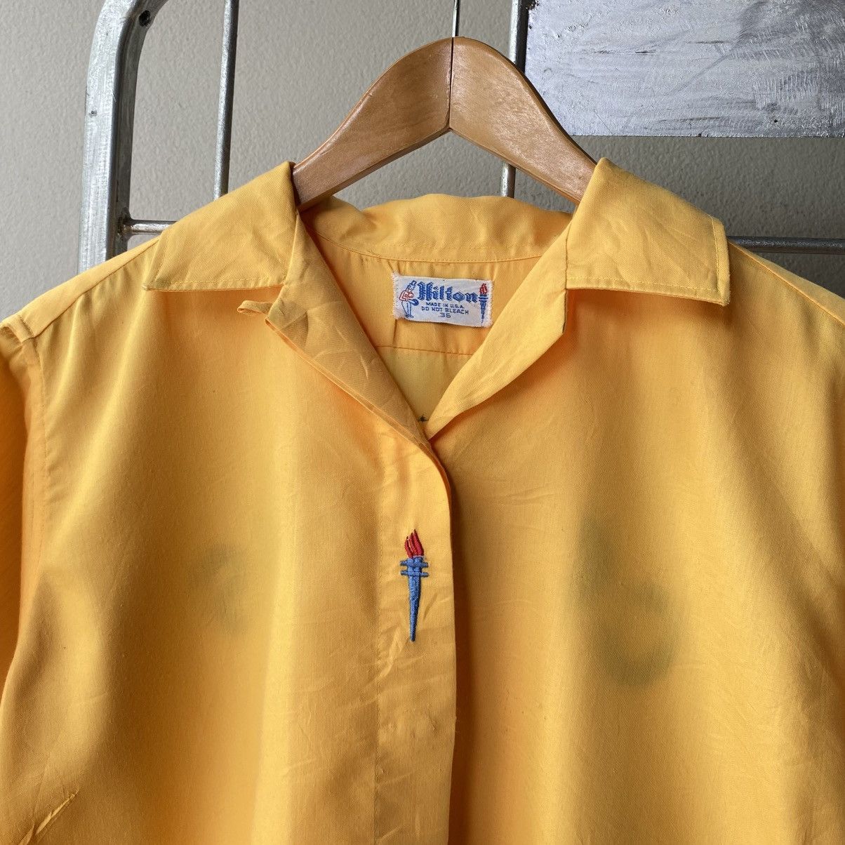 Other Hilton Yellow Short-Sleeve Bowling Shirt Size XS / US 0-2 / IT 36-38 - 15 Thumbnail