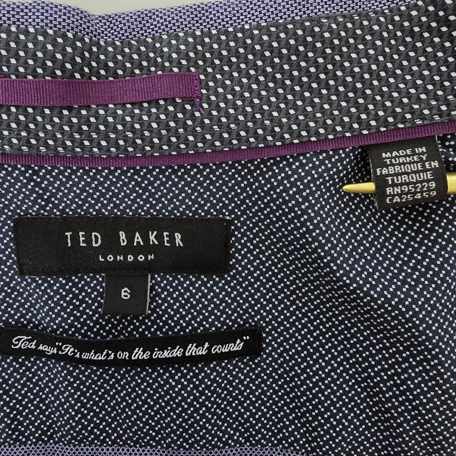 Ted Baker TED BAKER IFEL Semi Plain Shirt Micro Dot Navy Size 6 XXL XL Size US XXL / EU 58 / 5 - 12 Thumbnail