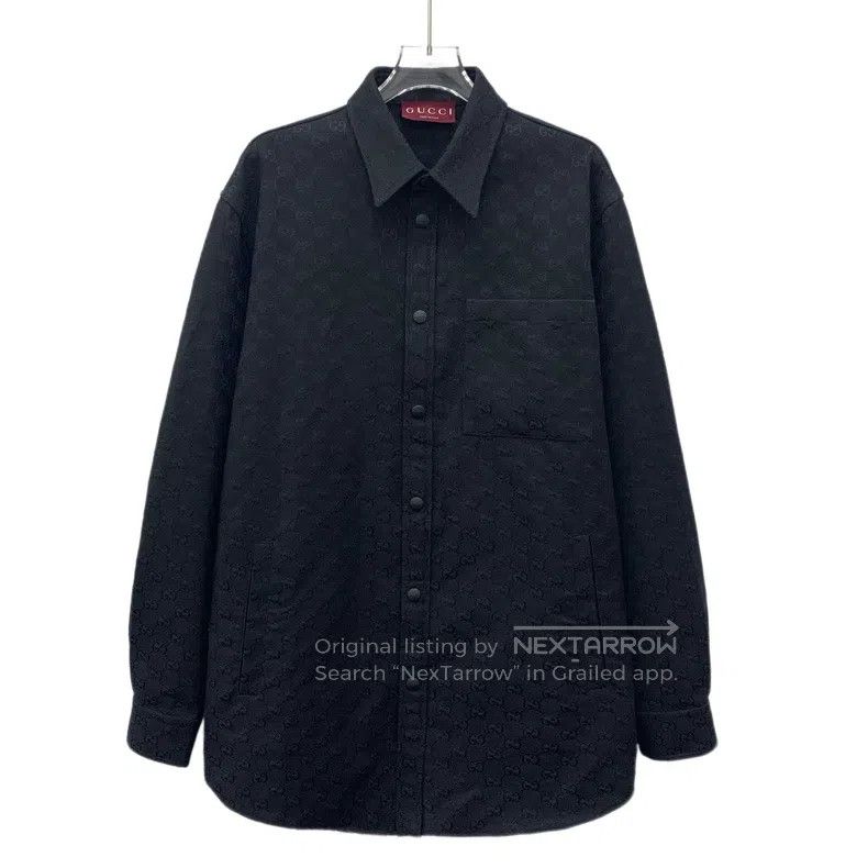Gucci Gucci Black logo jacquard full-print cotton lapel single-b Size US M / EU 48-50 / 2 - 1 Thumbnail