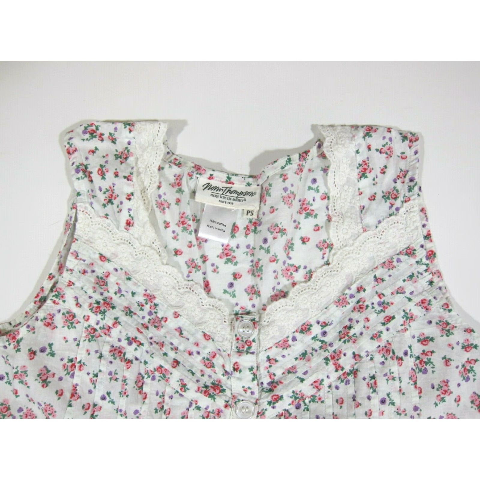 Jim Thompson Norm Thompson 100% Cotton Nightgown Dress Women Pink Floral Embroidered Sleeveless PS Nightgown Dress Pink Floral Embroidered Size S / US 4 / IT 40 - 3 Thumbnail