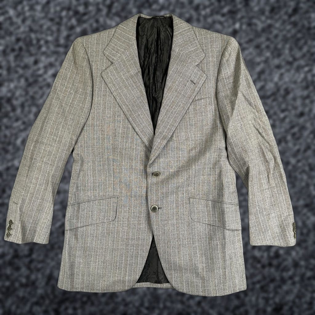 Brioni VINTAGE Brioni Blazer Sport Coat Mens 38 Gray Stripe Wool Tweed Two Button Italy Size 38R - 1 Thumbnail