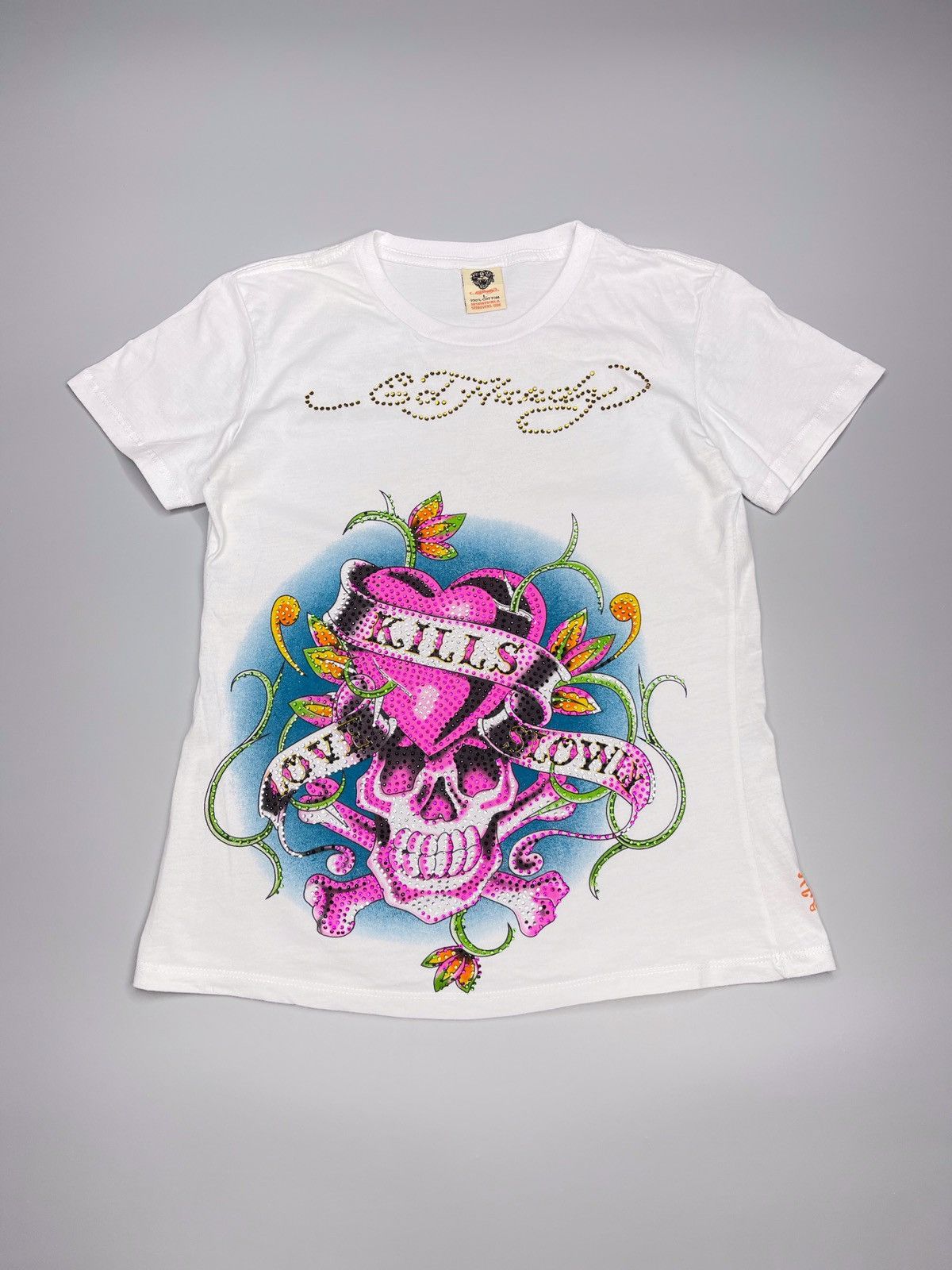 Ed Hardy × Vintage Vintage Y2k Ed Hardy Love Kills Slowly Tee Skull Size S / US 4 / IT 40 - 1 Thumbnail