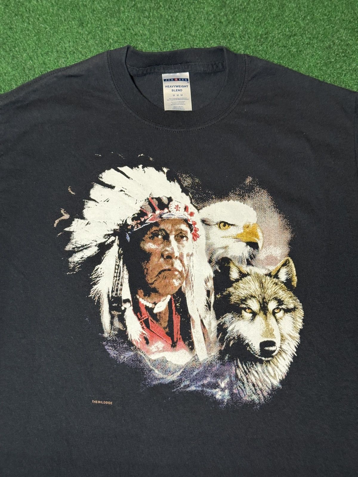 Jerzees Vtg 90s Native American Eagle Wolf 3D Emblem Style T Shirt Size US M / EU 48-50 / 2 - 2 Thumbnail