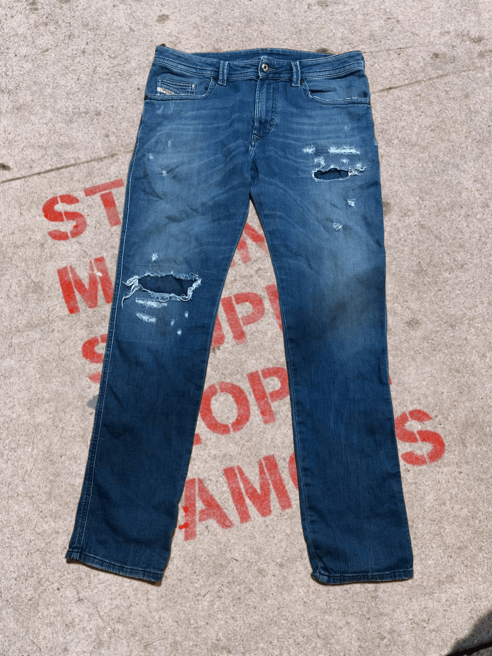 Diesel Diesel Men's Thavar Ripped Slim Fit Jeans distressed Size US 32 / EU 48 - 1 Thumbnail