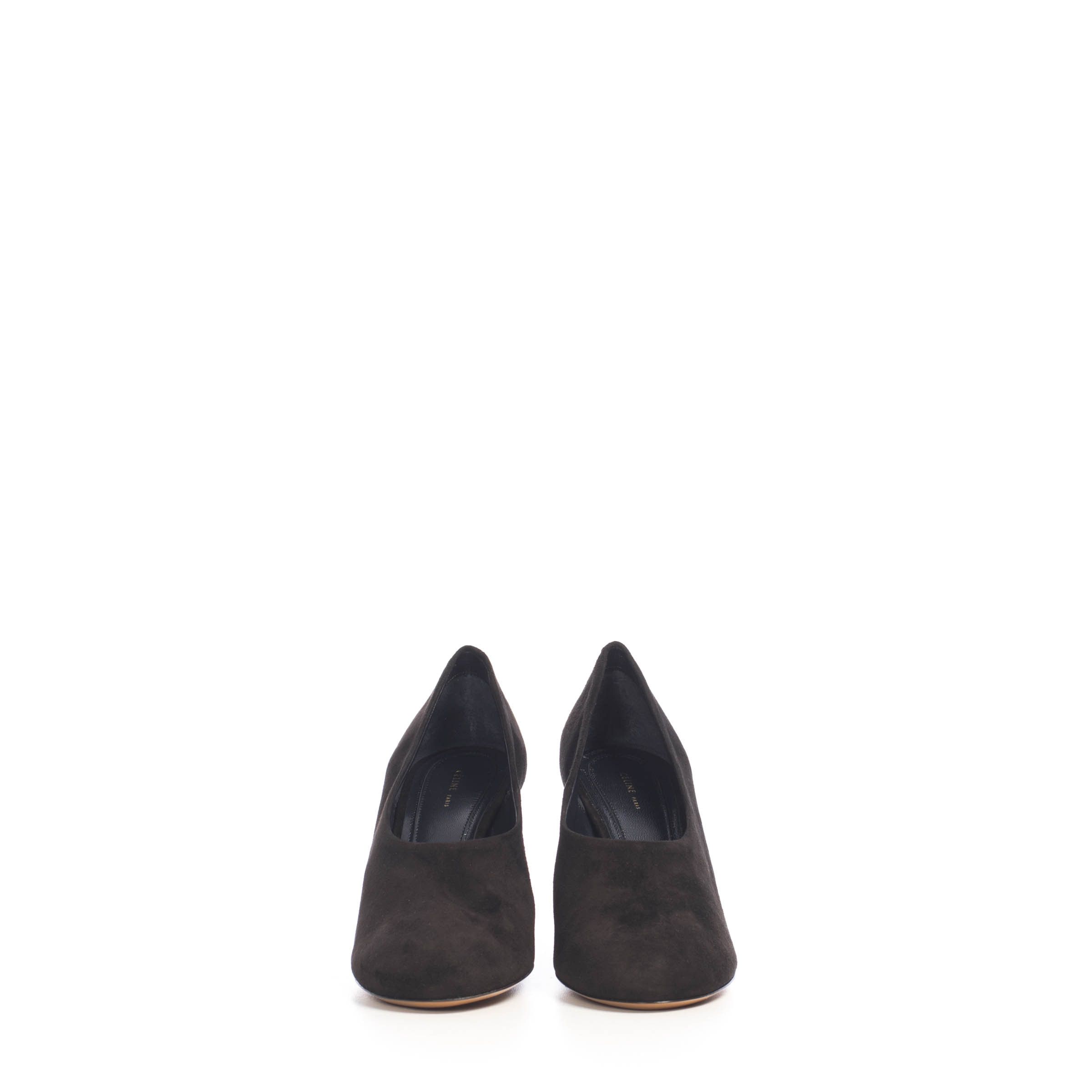 Celine Black Suede Elliptic Heel High Décolleté Pump Size US 5 / IT 35 - 2 Thumbnail