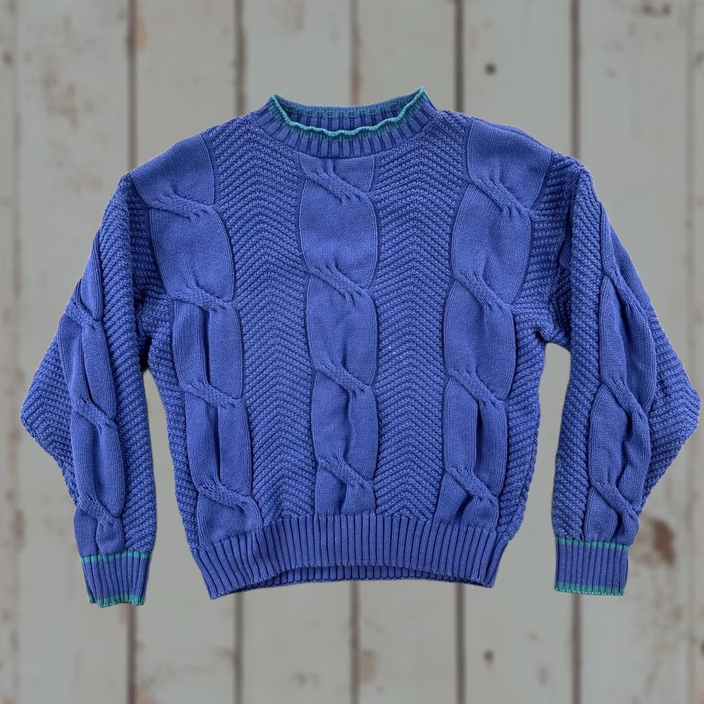 Vintage VINTAGE Sportswear Sweater Women Large Blue 90s Chunky-Knit Crew Neck Cotton Pullover Shirt Womens Size L / US 10 / IT 46 - 1 Thumbnail