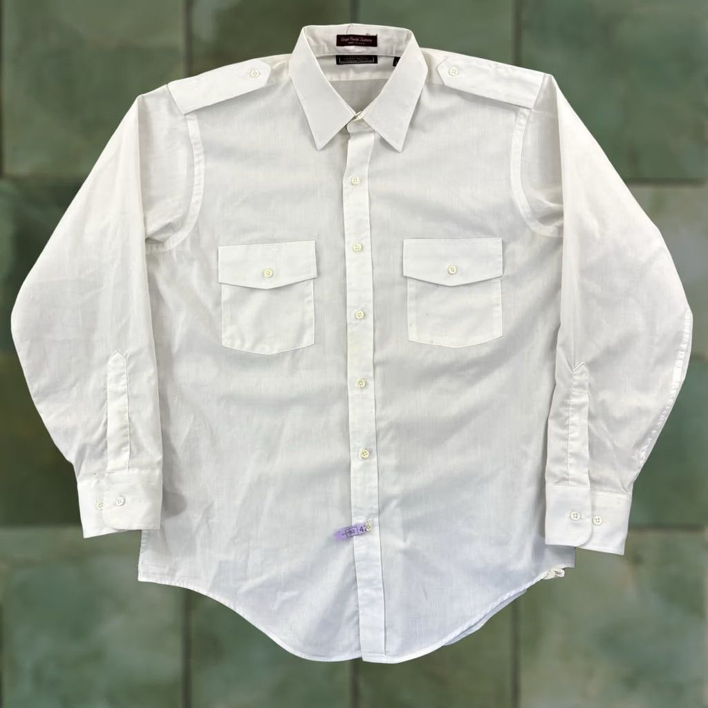 Arrow VINTAGE Arrow Shirt Mens L White Striped 70s Button Up Collared Long Sleeve Dress Shirt USA Size US L / EU 52-54 / 3 - 1 Thumbnail