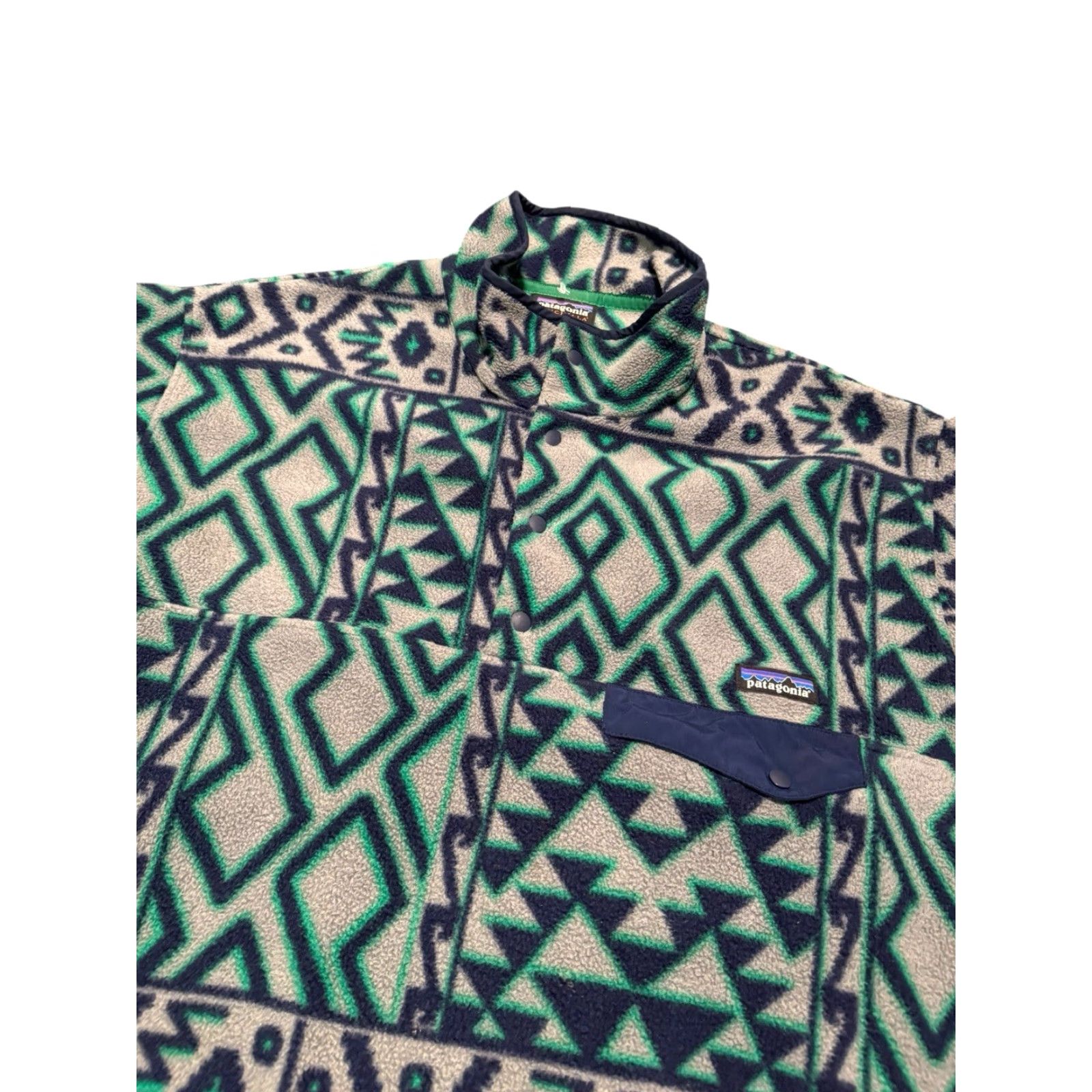 Patagonia VINTAGE Patagonia Men's L Synchilla Snap-T Fleece Pullover Geometric Aztec Teal Green Size US L / EU 52-54 / 3 - 3 Thumbnail