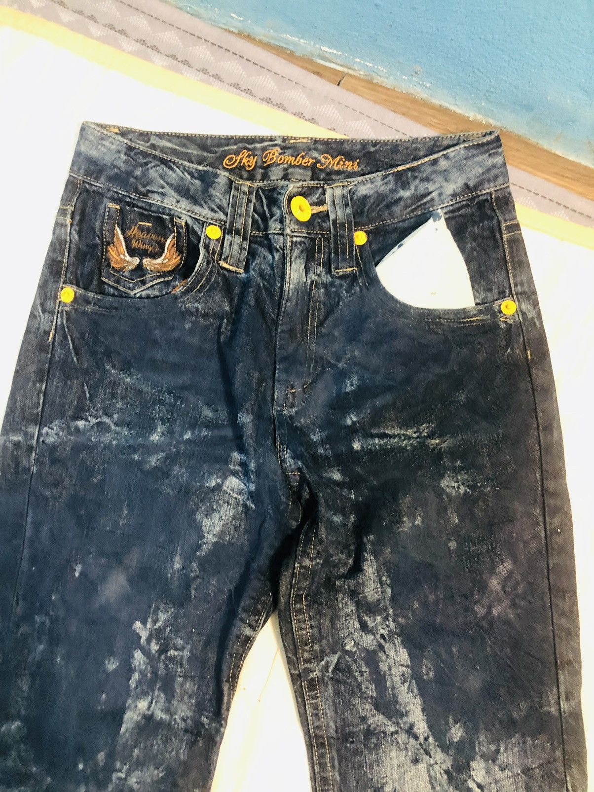 Japanese Brand Sky Bomber Mini Jeans (10) Size US 28 / EU 44 - 3 Thumbnail