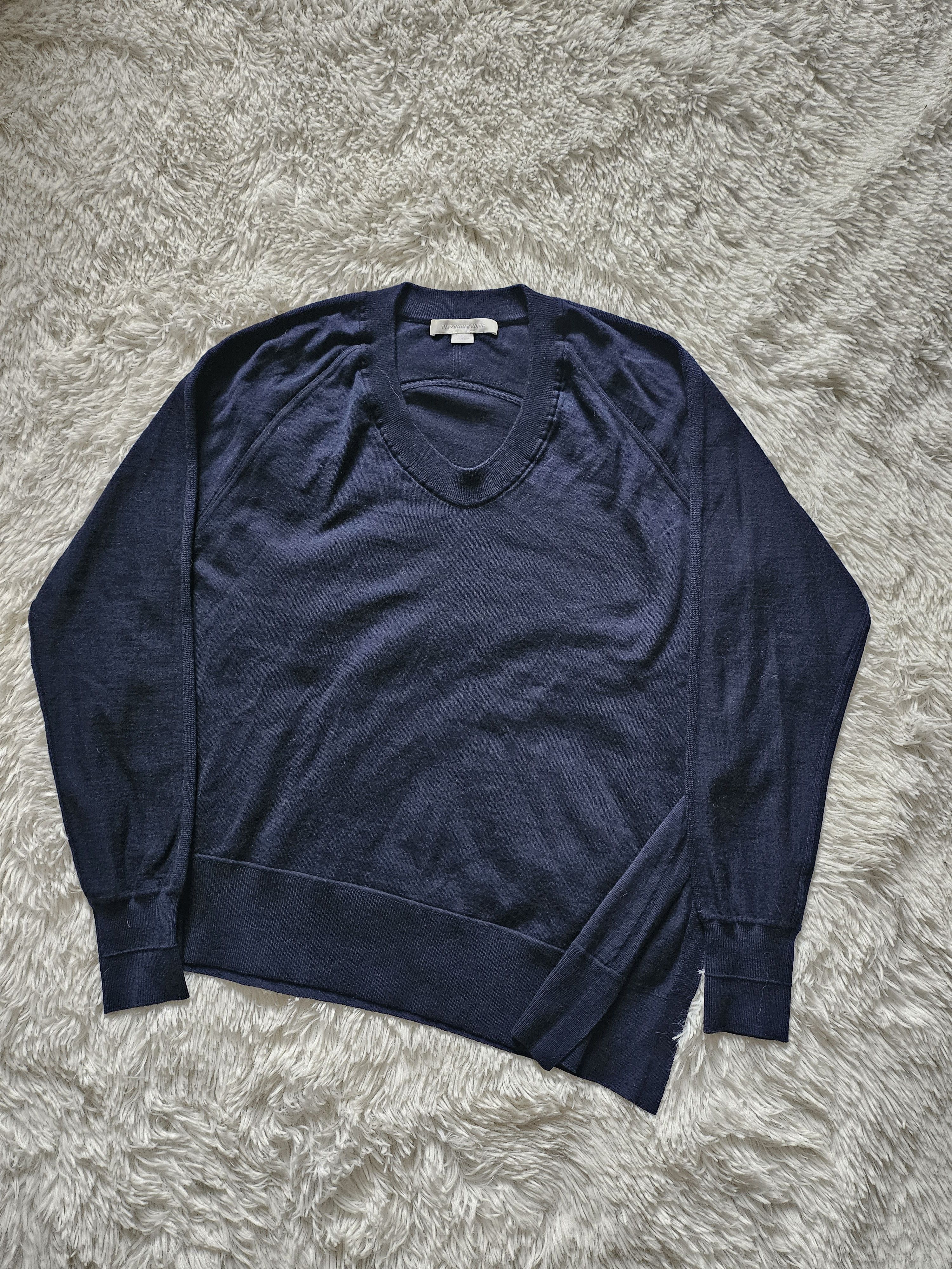 image of Alexander Wang Asymetric V-Neck Sweater in Navy, Women's (Size XS)