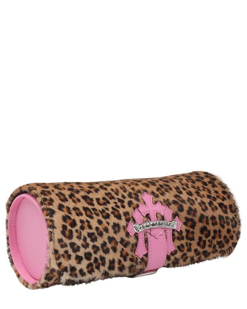 image of Chrome Hearts Vip Leopard Watch Roll in Pink, Men's