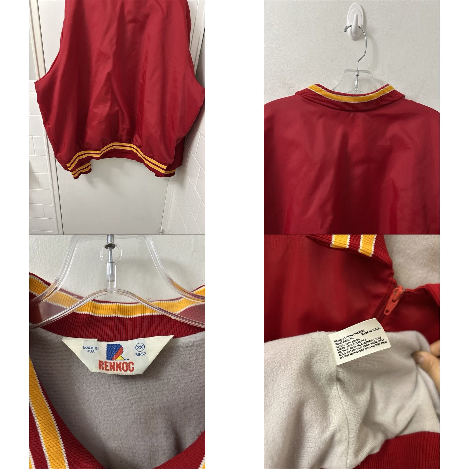 Vintage VINTAGE Rennoc Windbreaker Jacket Mens 2XL Red Nylon Fleece Lined Zip Pockets Embroidered Logo 80s 90s College Dog USA Made Size US XXL / EU 58 / 5 - 8 Thumbnail