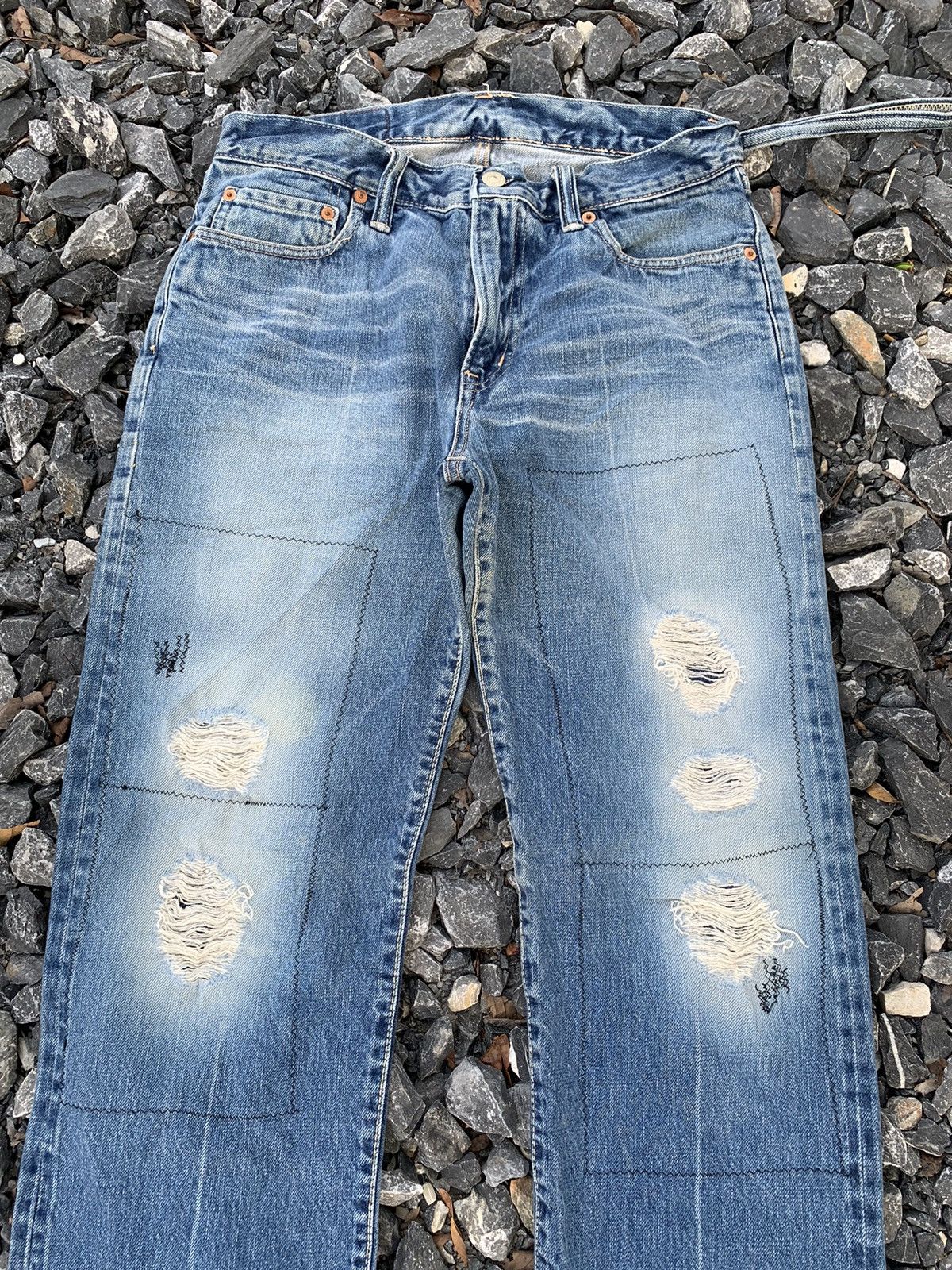 Kapital BLUE BLUE JAPAN INDIGO SELVEDGE RUSTY DISTRESSED DENIM Size US 31 - 6 Thumbnail