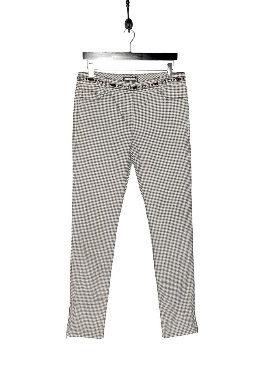 Chanel Chanel SS16 Navy Blue White Gingham Logo Waist Crop Trousers Size 28" / US 6 / IT 42 - 1 Thumbnail