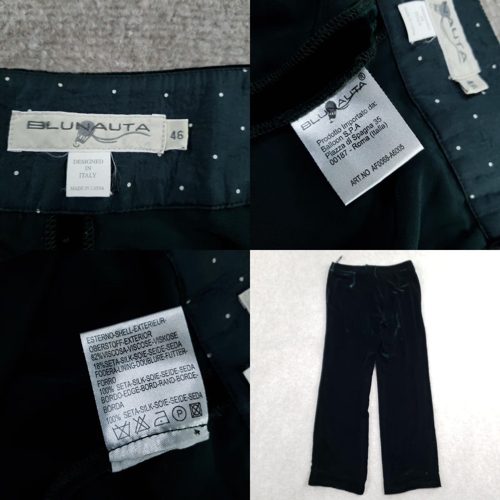 Velvet Blunauta Velvet Pants Womens 46 Green Silk Blend Straight Leg (Fits 32x30) Size 32" / US 10 / IT 46 - 9 Thumbnail