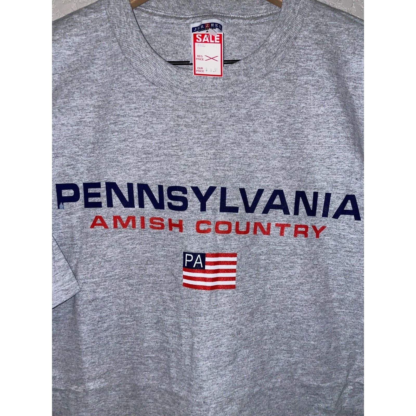 Jerzees Vintage Amish Country Shirt Pennsylvania Gray Tee 90s L Size US L / EU 52-54 / 3 - 2 Thumbnail