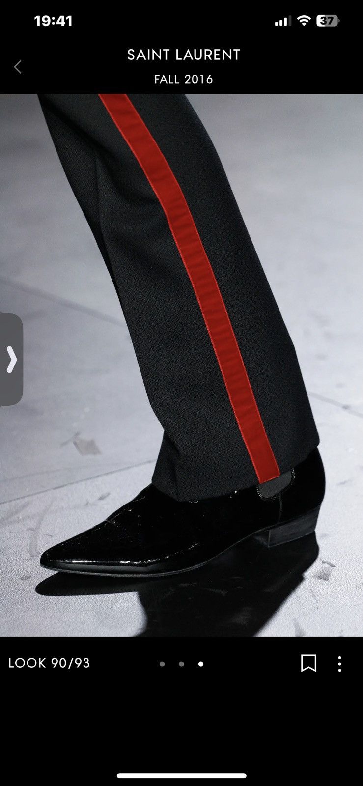 Hedi Slimane × Saint Laurent Paris fw 2016, tuxedo pants with red detail Size 48S - 2 Thumbnail