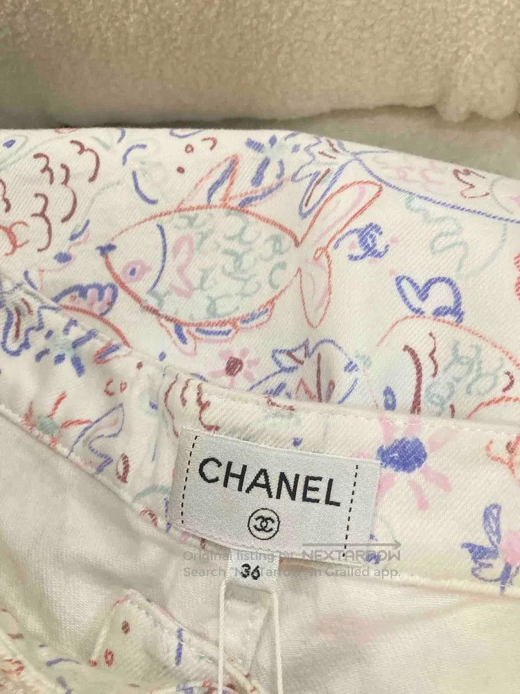 Chanel Chanel Little fish graffiti wide-leg trousers Size 24" / US 00 / IT 34 - 6 Thumbnail