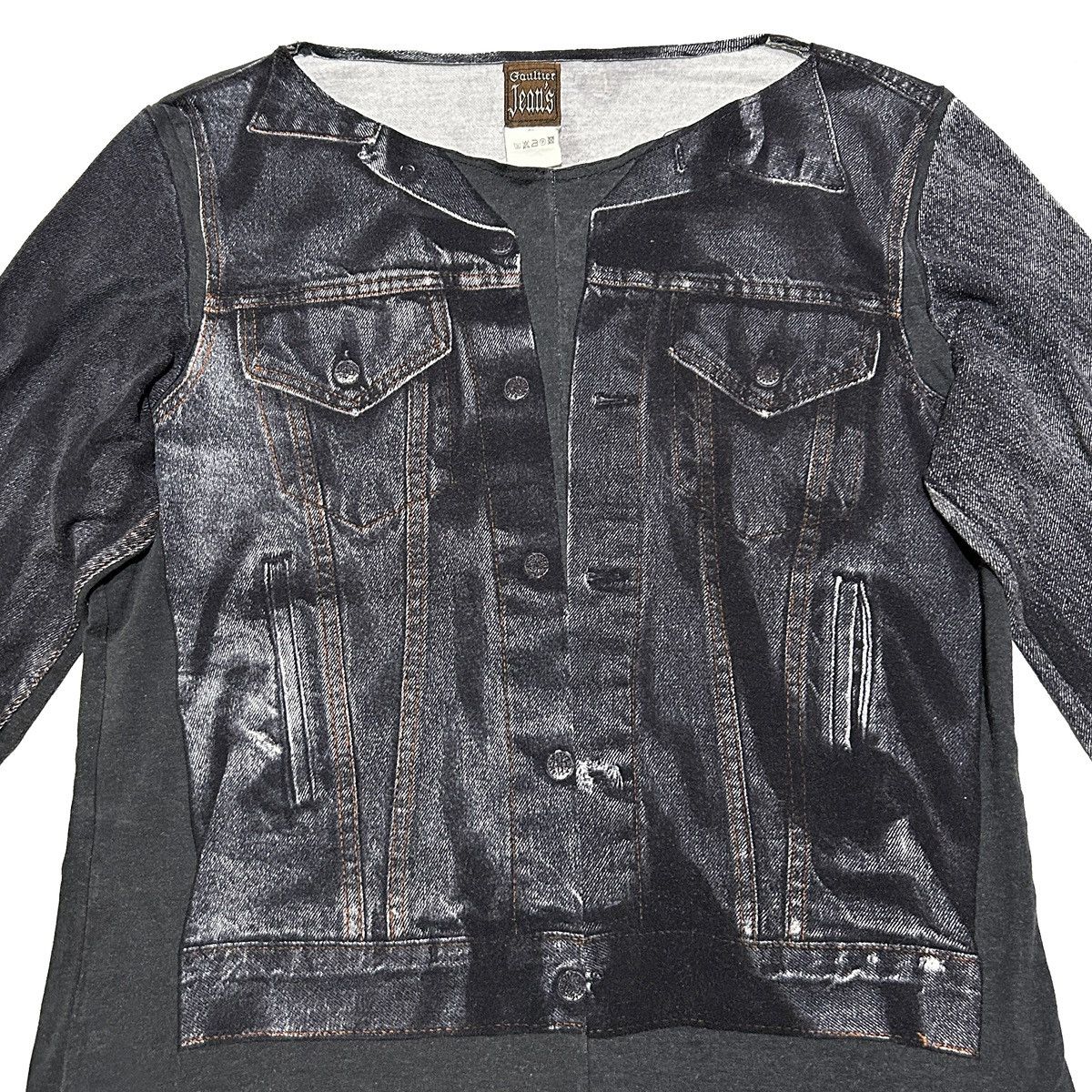 Jean Paul Gaultier Jean Paul Gaultier SS1997 Trompe L’oeil Denim Print Top Size US XL / EU 56 / 4 - 3 Thumbnail