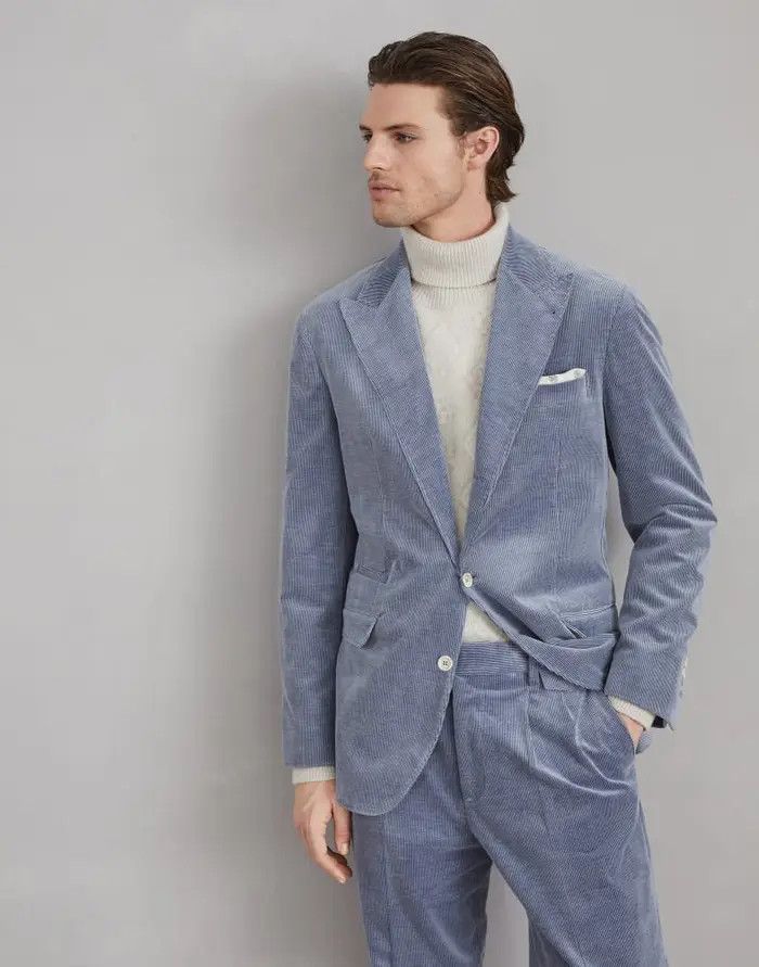 Brunello Cucinelli o1w1db10226 Suit Type Jacket in Dark Blue Size US L / EU 52-54 / 3 - 1 Thumbnail