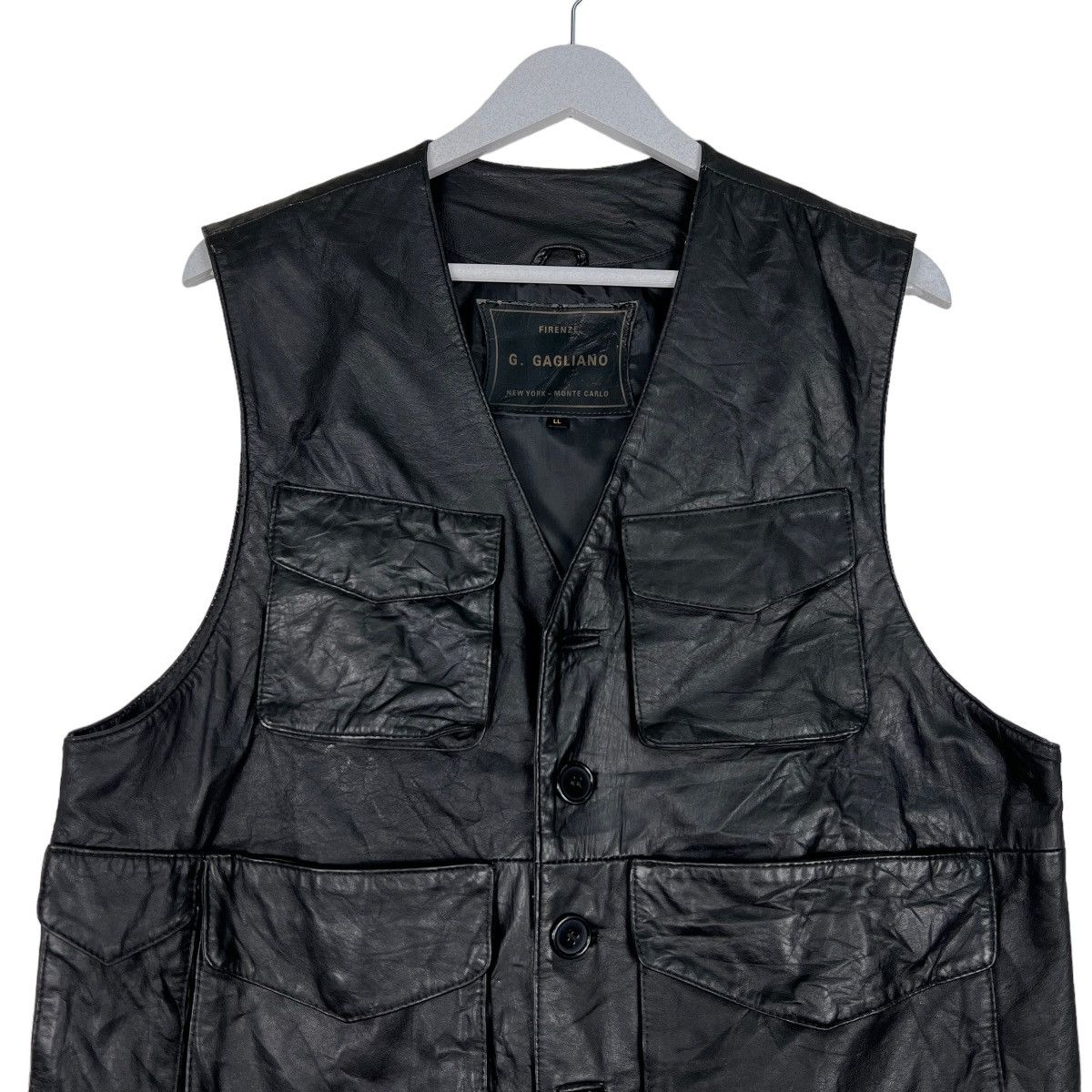 Designer 🔥 G. GAGLIANO CARGO LEATHER TANK TOP VEST Size US L / EU 52-54 / 3 - 3 Thumbnail