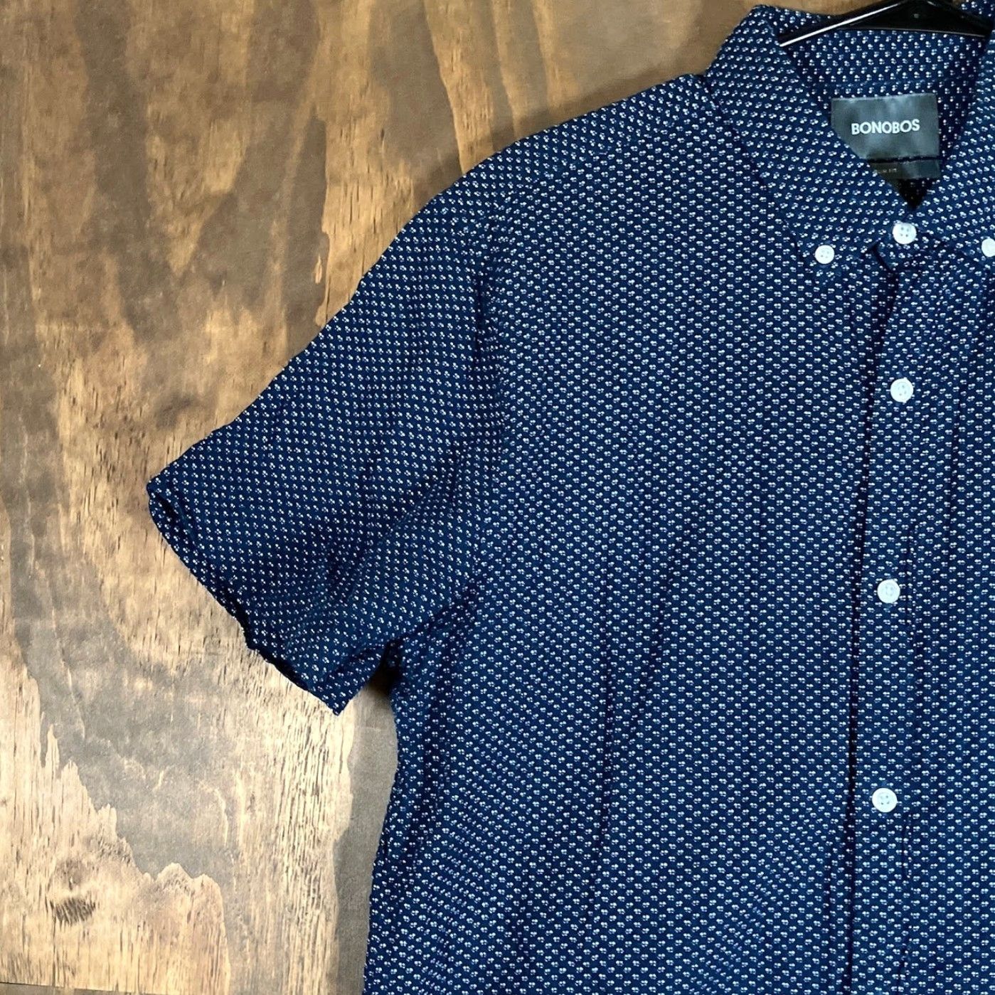 Bonobos Bonobos Mens Shirt Blue White Slim Fit Short Sleeve Collared Button Down Large Size US L / EU 52-54 / 3 - 4 Thumbnail