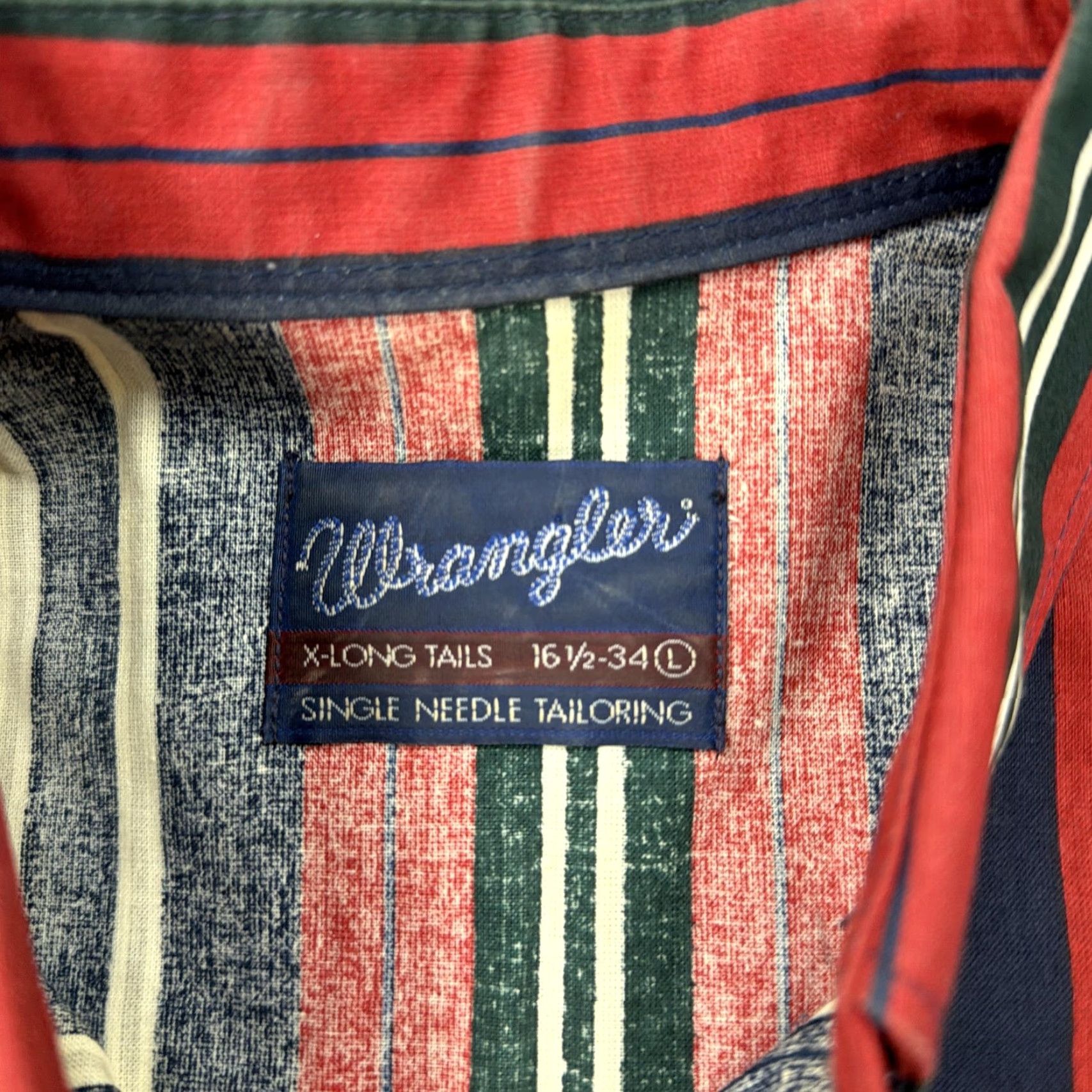 Wrangler VINTAGE Wrangler Shirt Mens L XL-Long Tail Rockabilly Stripe Cowboy Western Size US L / EU 52-54 / 3 - 6 Thumbnail