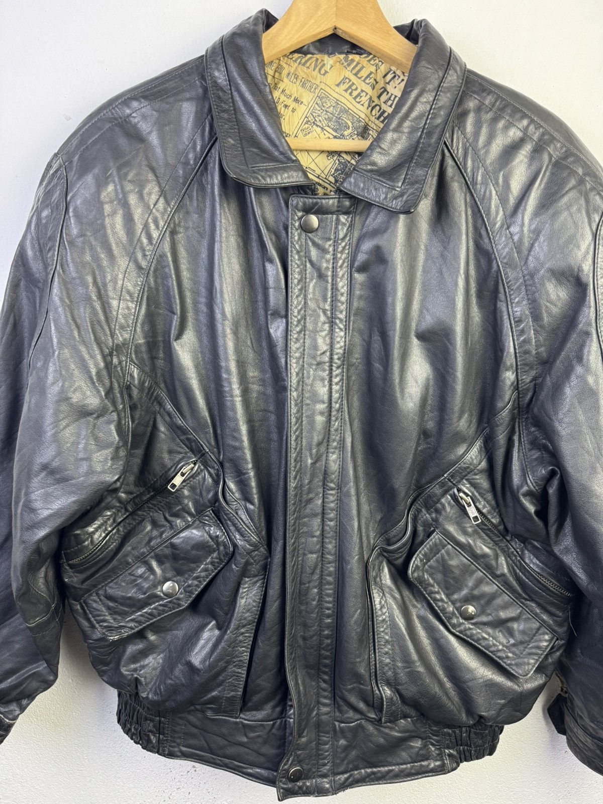 Vintage Vintage Leather Jacket The New York Times" newspaper Size US L / EU 52-54 / 3 - 4 Thumbnail