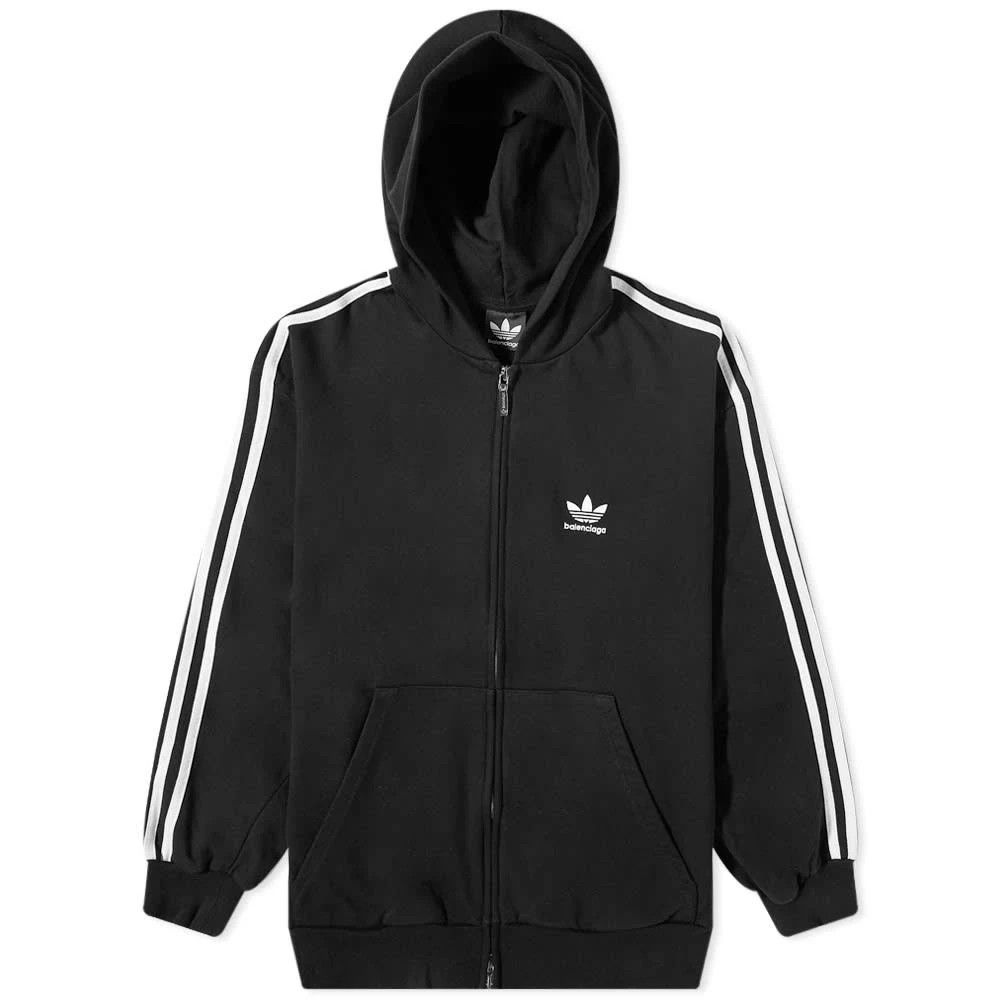 image of Adidas x Balenciaga O1S1Rm0424 Zip-Up Hoodie In Black/white, Men's (Size Large)