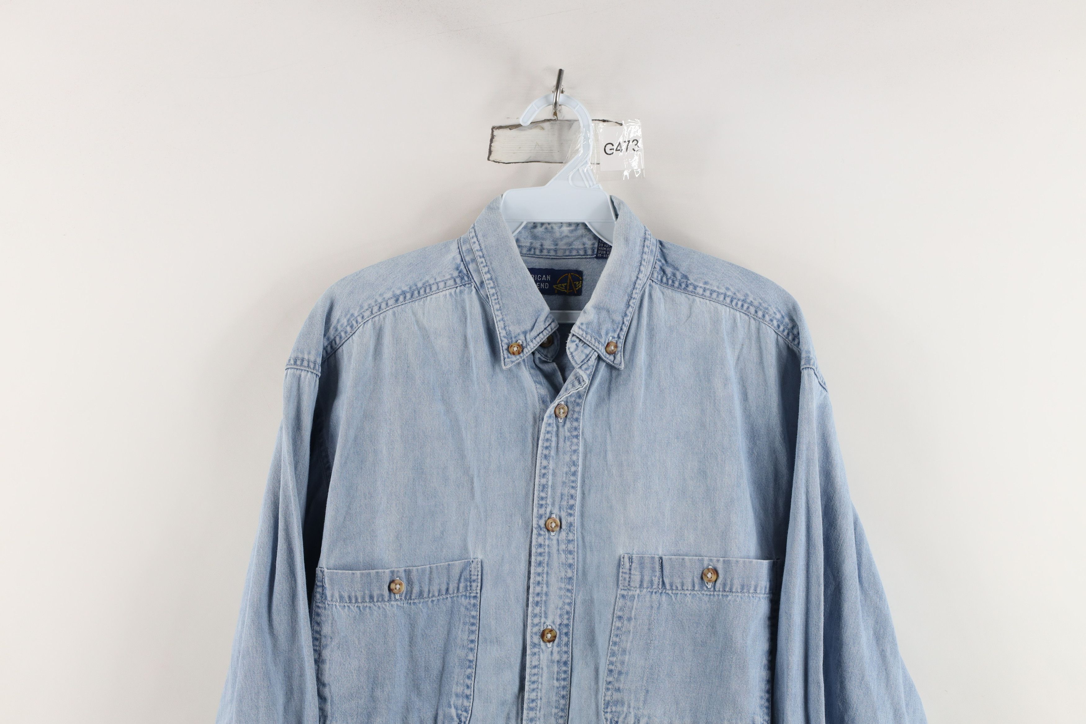 Vintage Vintage 90s Streetwear Denim Jean Collared Button Down Shirt Size US S / EU 44-46 / 1 - 2 Thumbnail
