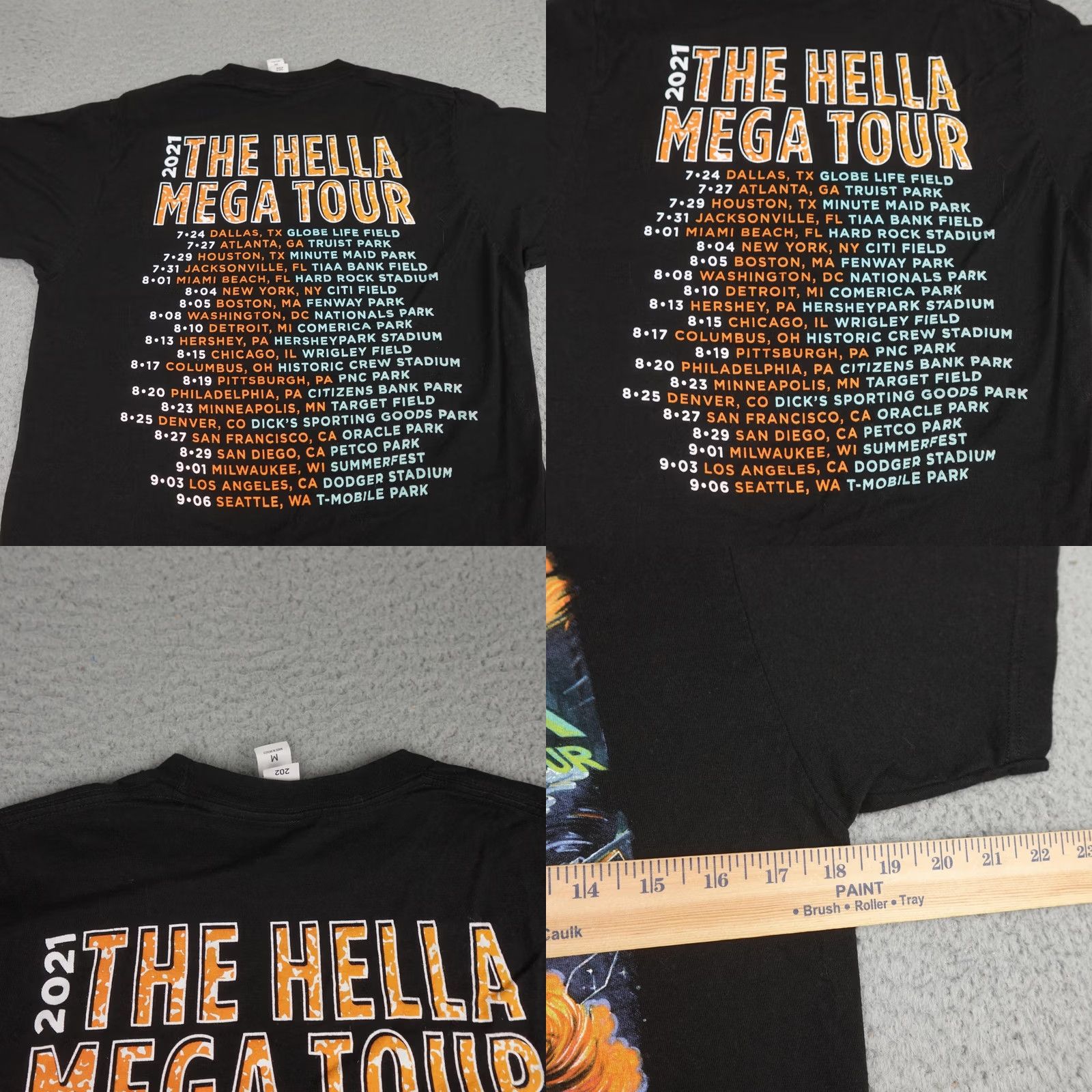 Tultex Hella Mega Tour Shirt Mens Medium Black Green Day Fall Out Boy Weezer 2021 Band Shirt Size US M / EU 48-50 / 2 - 8 Thumbnail
