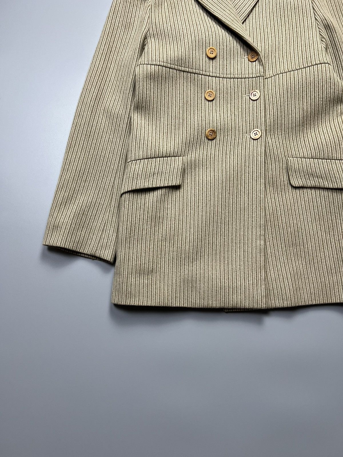Vanessa Bruno Vanessa Bruno - Pinstripe Beige Wool - Coat Size M / US 6-8 / IT 42-44 - 7 Thumbnail