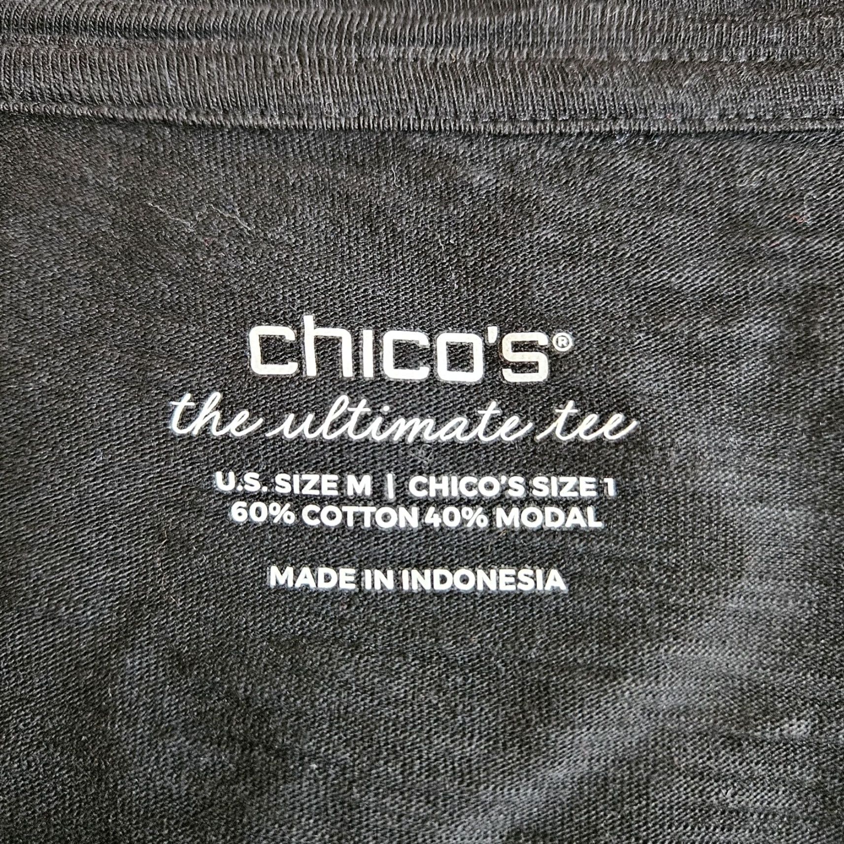 Vintage Chico's Womens Ultimate Tee M Solid Black Cotton Modal Shirt Adult Medium Women Short Sleeve Pullover T‑Shirt Basic Size M / US 6-8 / IT 42-44 - 4 Thumbnail