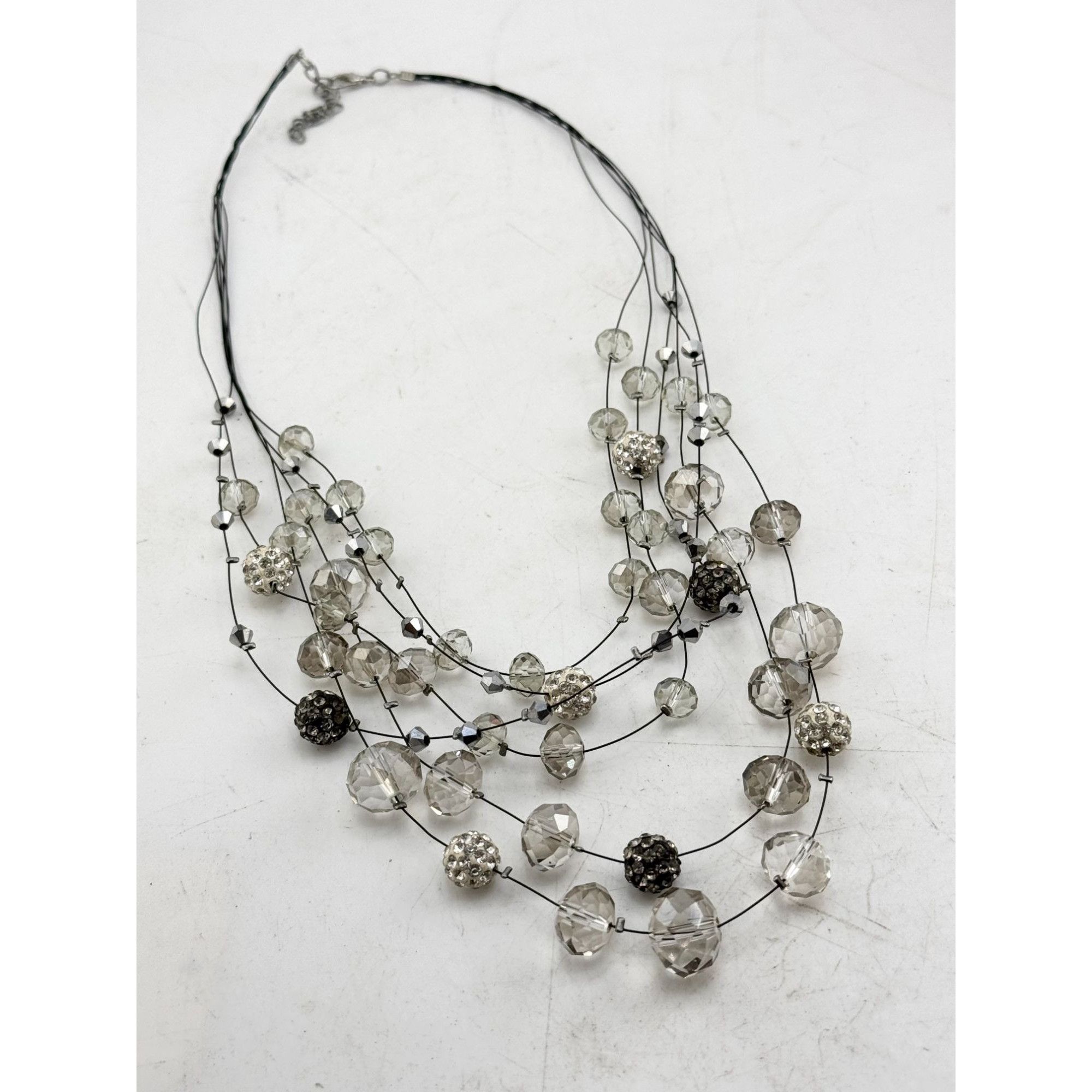 Vintage Wire crystal drop multi strand necklace Size ONE SIZE - 3 Thumbnail