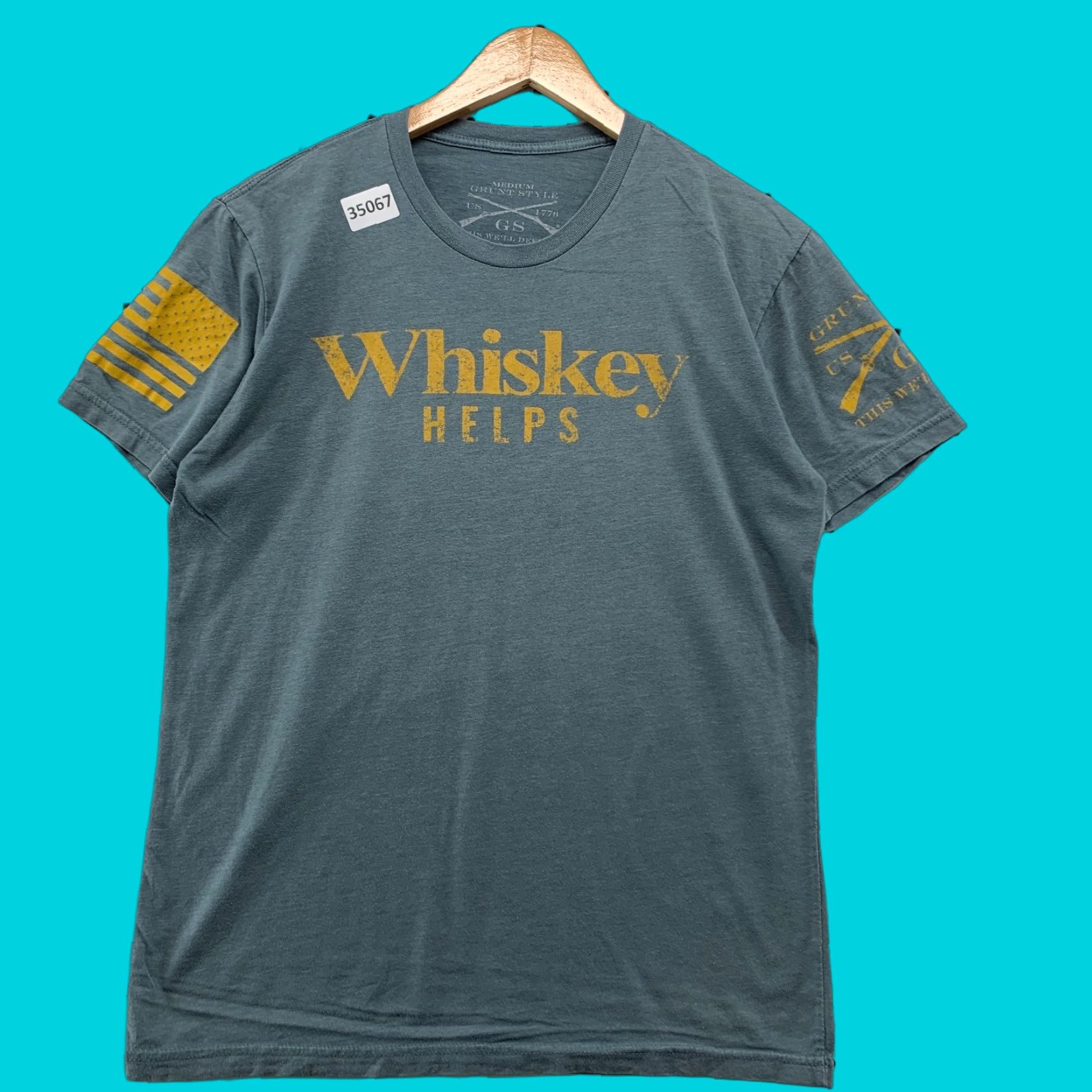 Vintage Grunt Style Shirt Mens M Gray Whisky Help USA Flag Army Shirt 19x27 Size US M / EU 48-50 / 2 - 1 Thumbnail
