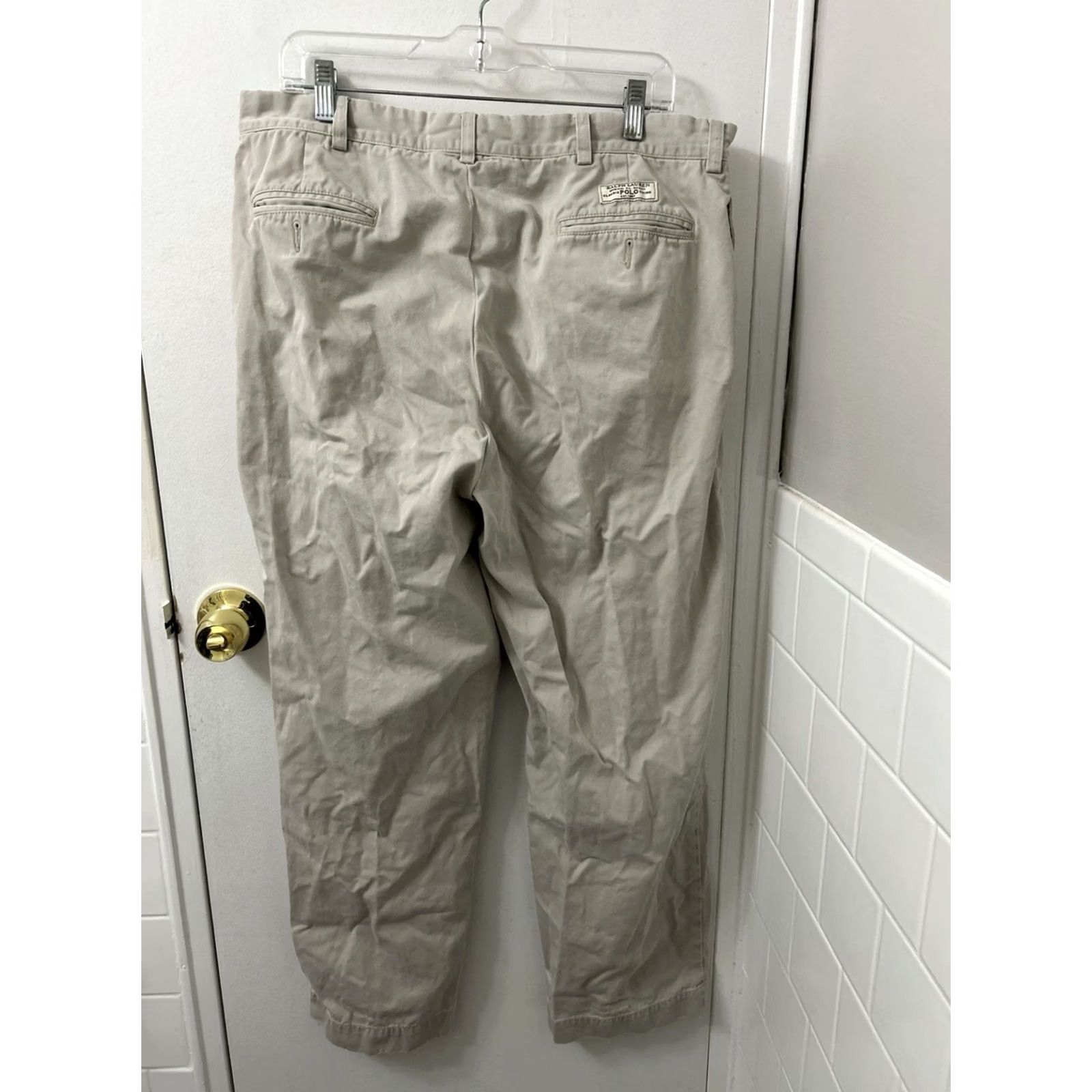 Polo Ralph Lauren VTG Polo Ralph Lauren Andrew Pant Mens 36x28 Tan Pleated Chino Cotton Trousers Size US M / EU 48-50 / 2 - 5 Thumbnail