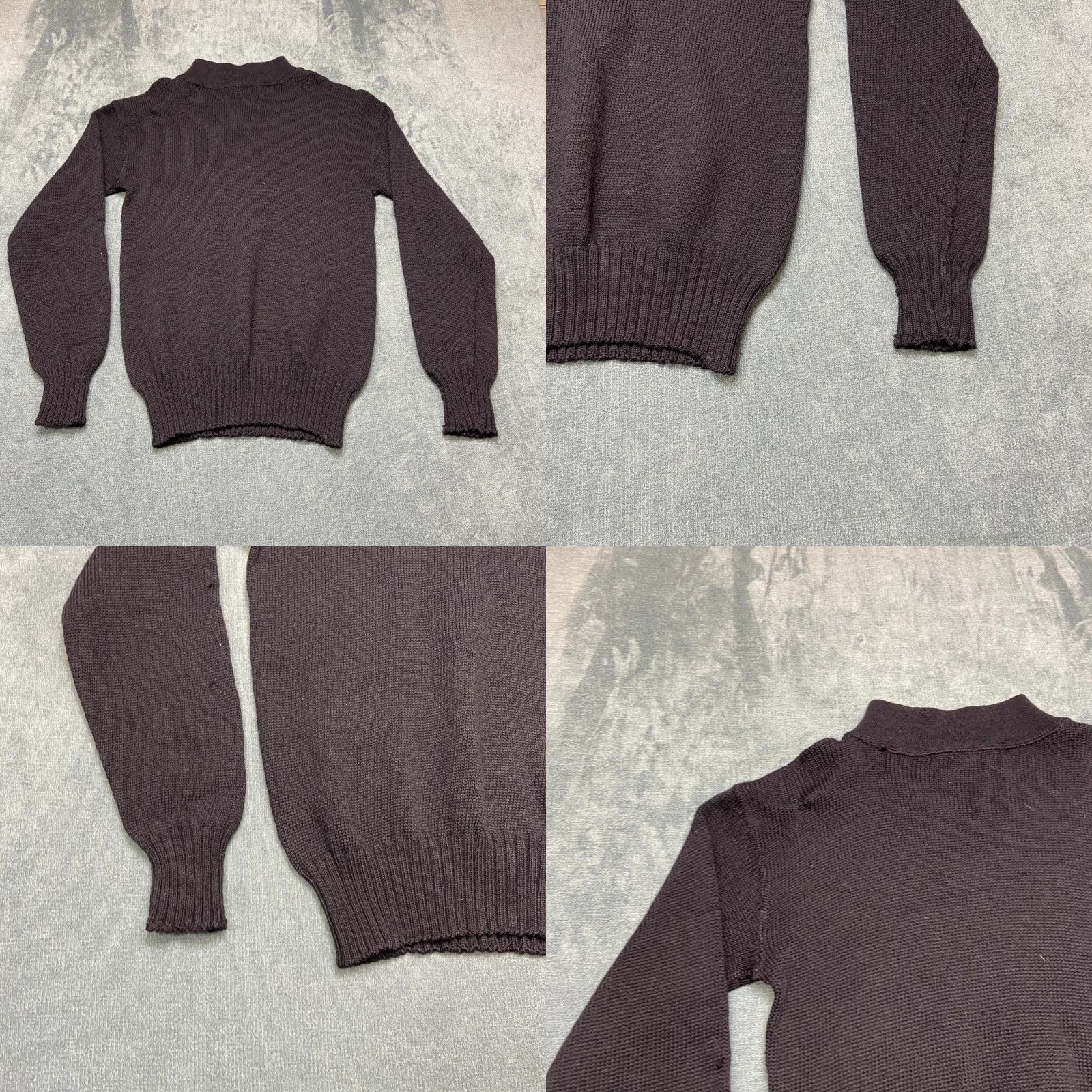 Vintage US Navy Sweater Womens Medium Black Tight-Knit Wool Mock Neck Ribbed Trim 40-42 Size M / US 6-8 / IT 42-44 - 8 Thumbnail
