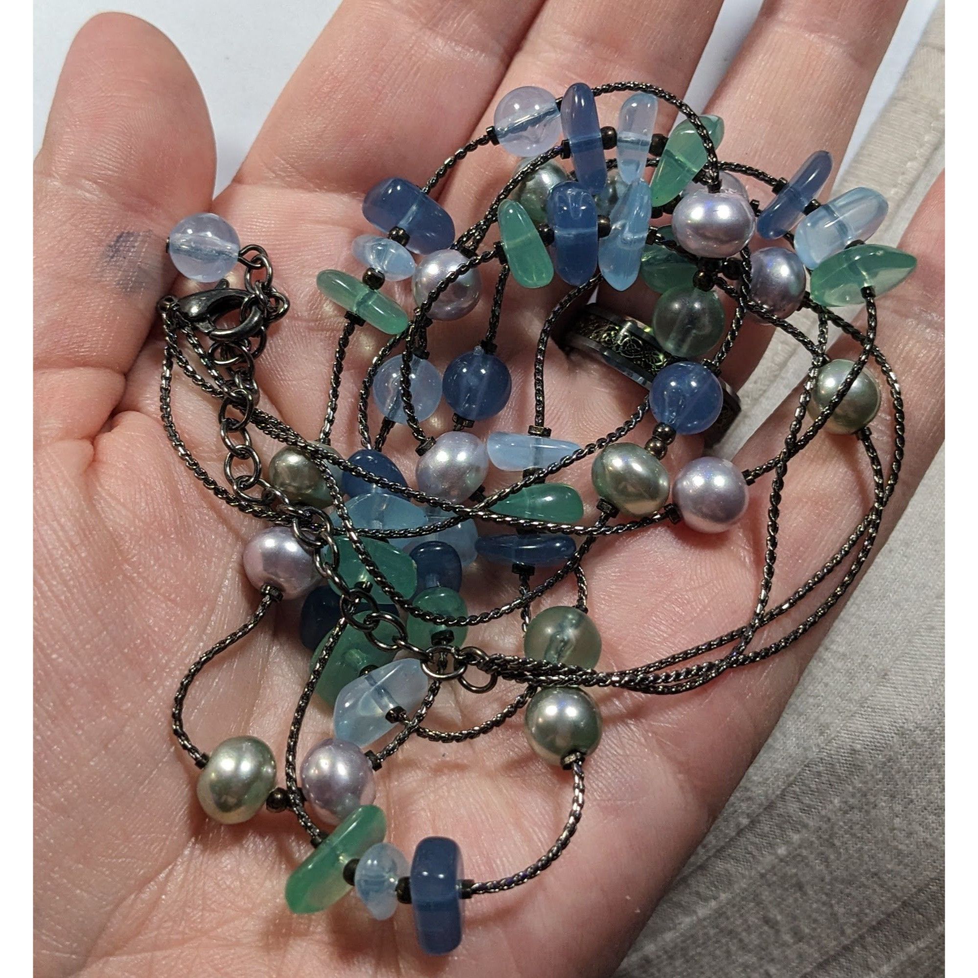Other Mermaidcore Cool Tone Beaded Multilayer Station Necklace Size ONE SIZE - 3 Thumbnail