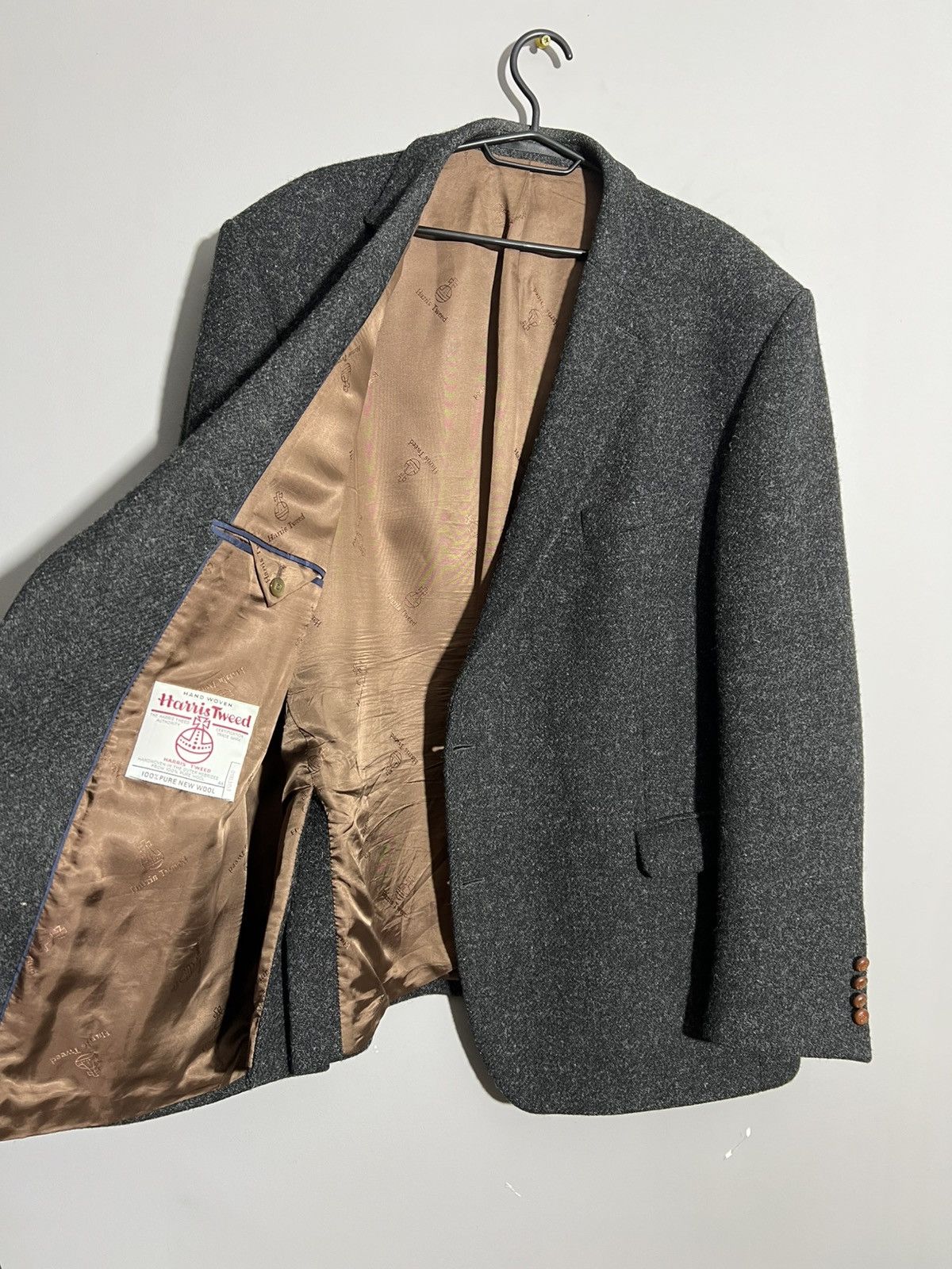 Harris Tweed × Vintage Vintage Harris Tweed Dark Gray Classic Blazer Two Button Size US XL / EU 56 / 4 - 10 Thumbnail