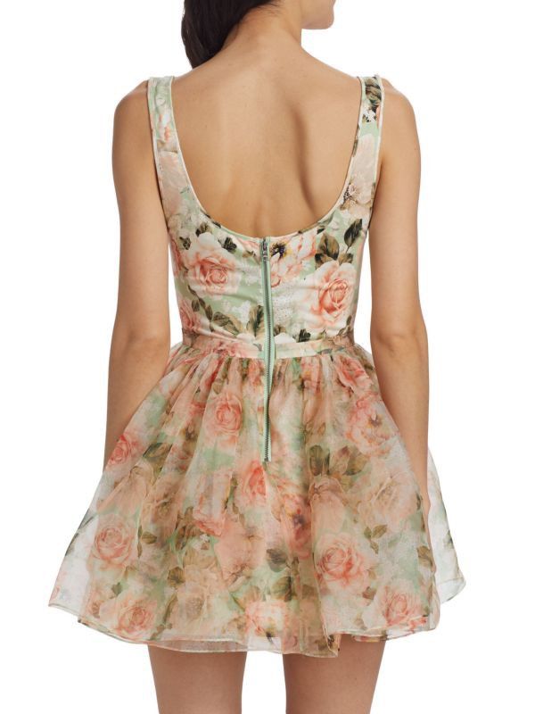 Alice + Olivia × Designer ALICE + OLIVIA Chara Floral Chiffon Mini Dress Size M / US 6-8 / IT 42-44 - 3 Thumbnail
