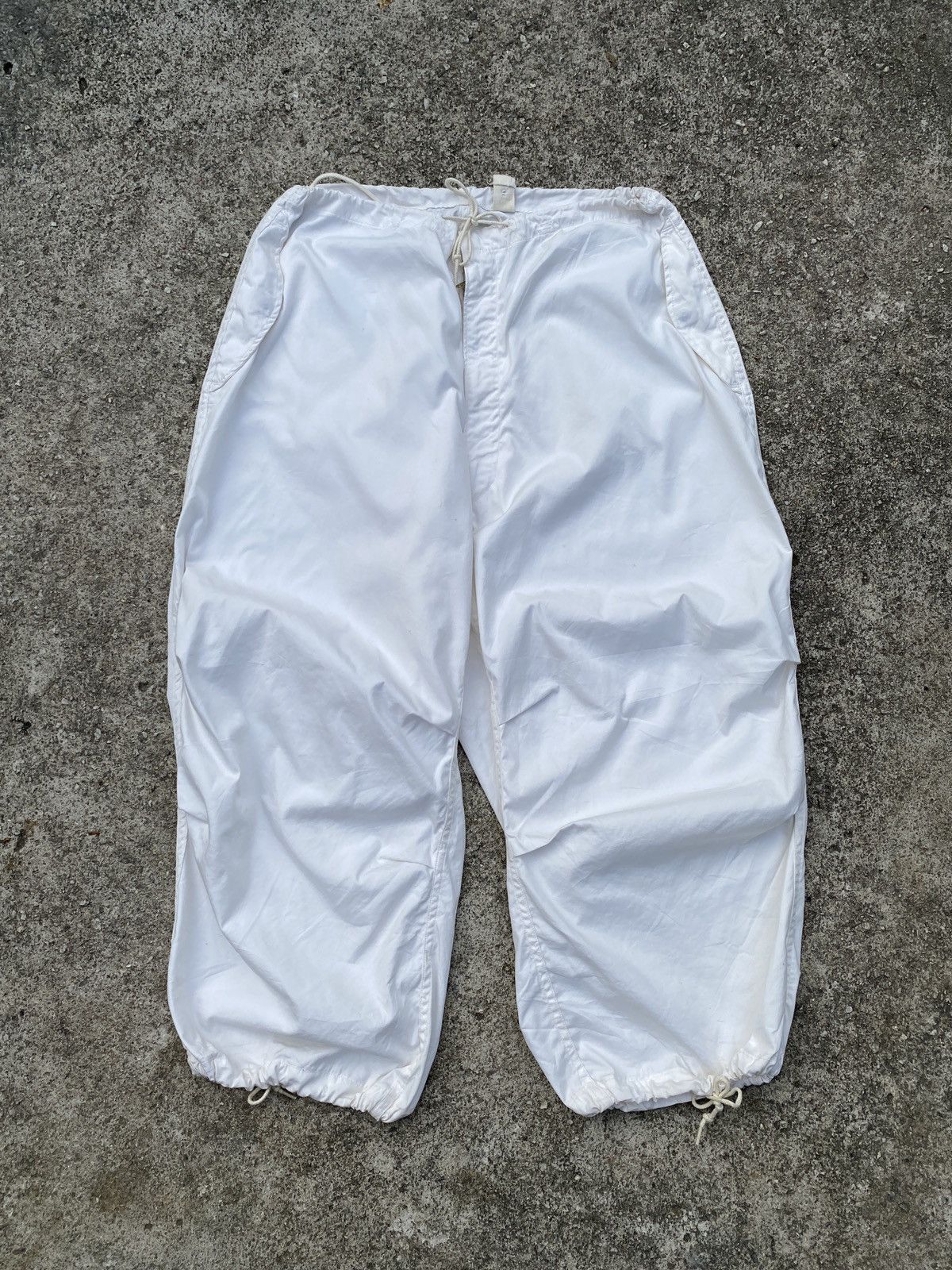 Vintage 1990s - Trouser Snow Cam White Army Parachute Baggy Pant Size US 34 / EU 50 - 1 Thumbnail