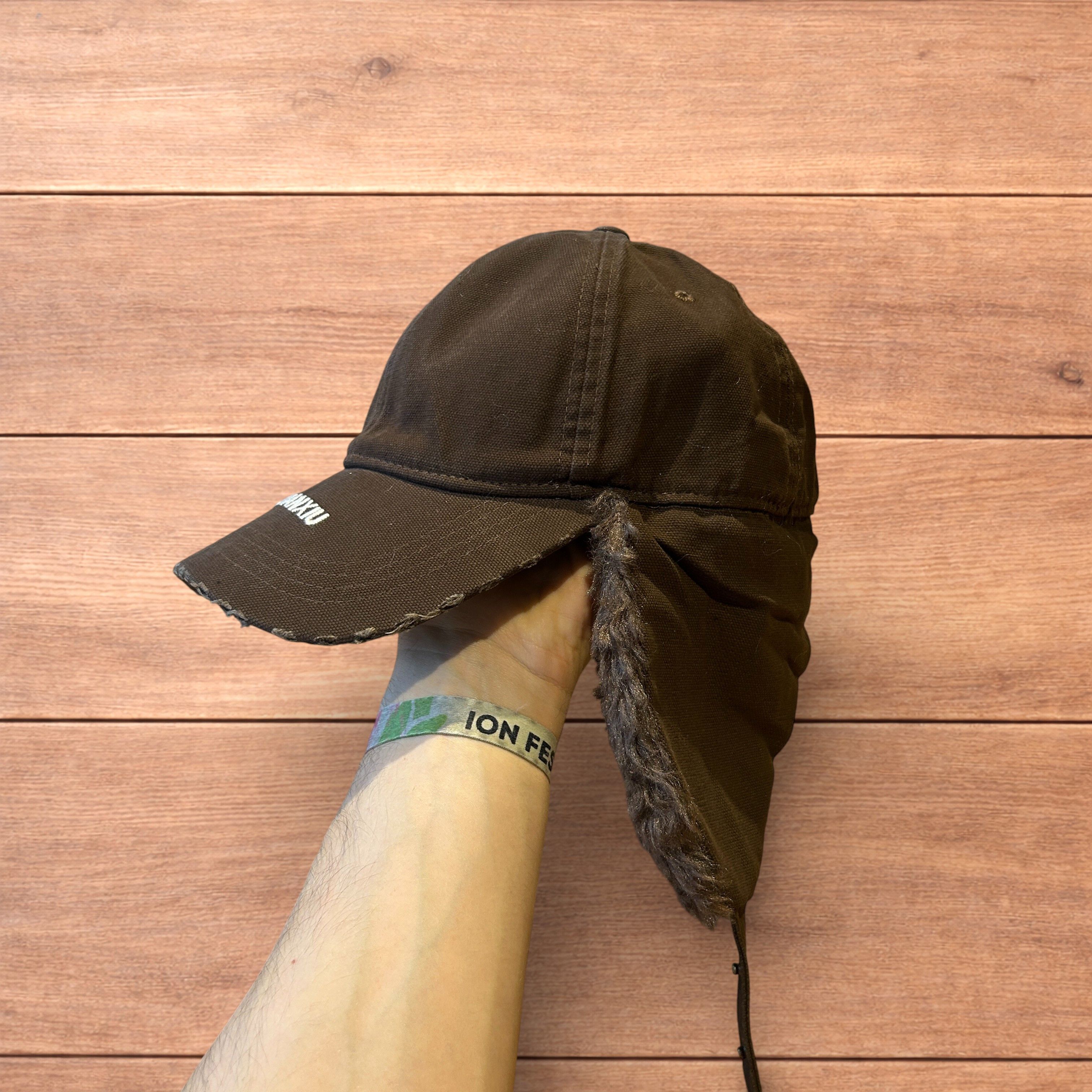 Japanese Brand Vintage style trapper Russian ear flap hat in brown colour. Size ONE SIZE - 3 Thumbnail