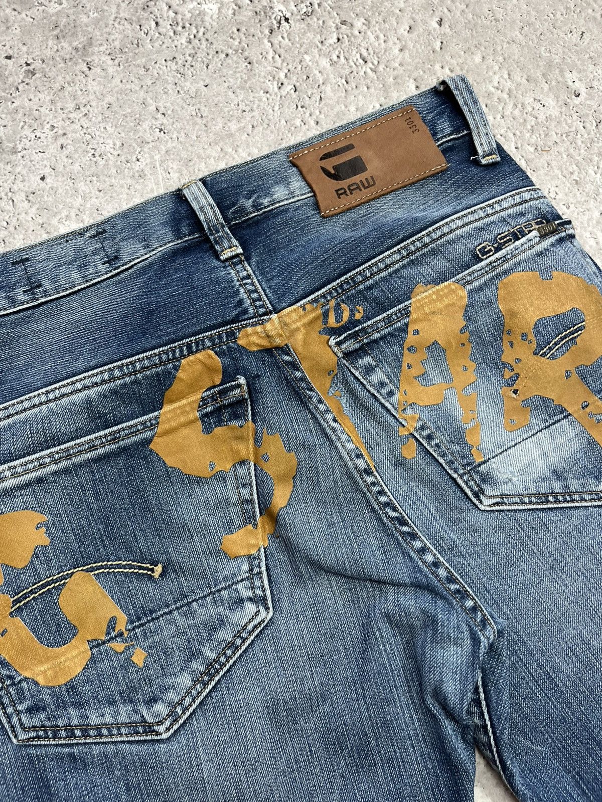 G-Star G-Star RAW Custom Big Logo Denim Jeans Distressed Blue Size US 29 - 6 Thumbnail