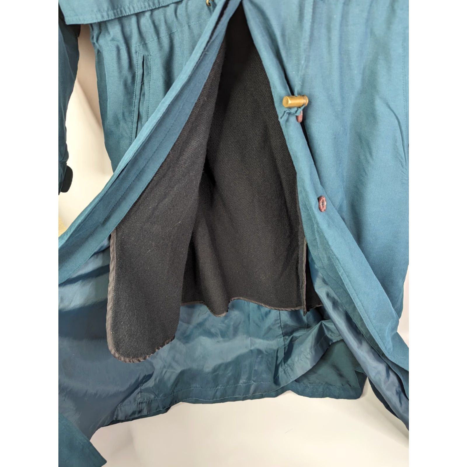 Vintage Alorna Coat Womens Long Turquoise Hooded Pockets Linerless Overcoat 5/6 Size Regular Button Casual Size S / US 4 / IT 40 - 4 Thumbnail
